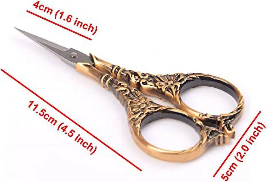 Namzi Vintage European Style Scissors Stainless Steel for Cross Stitch Cutting Embroidery Sewing Handcraft Craft Art Work DIY Tool(Red Copper)