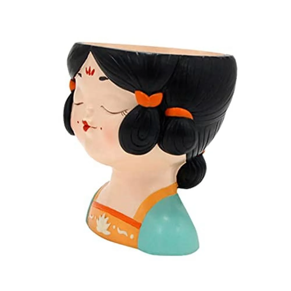 Head Planter Pot Flower Pot with Drainage Hole, Decorative Plant Pots Resin Face Flower Pot for Indoor Outdoor Plant