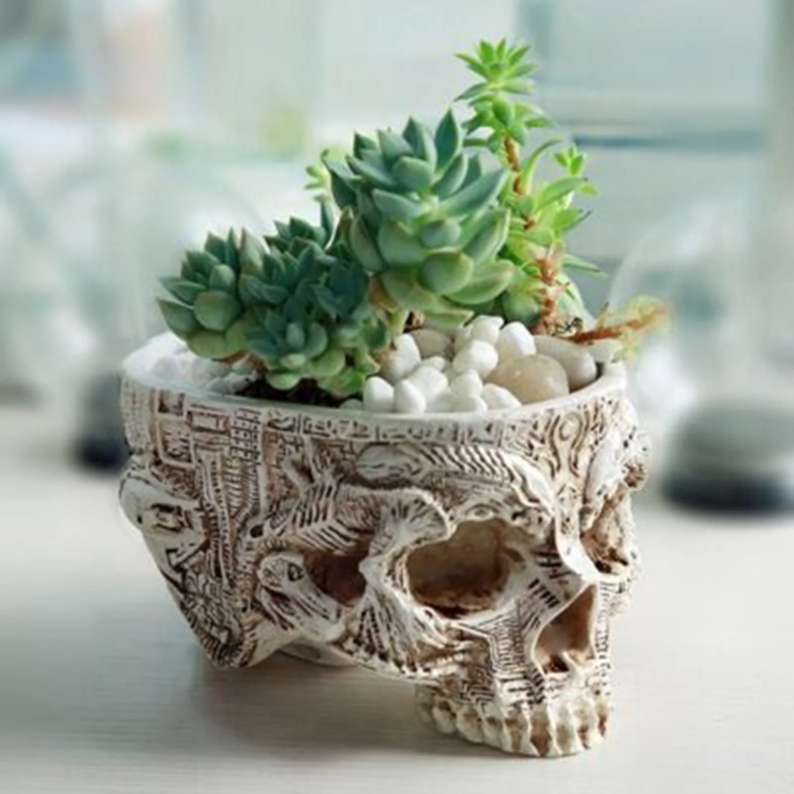grass container pot resin head planter flower creative gothic patio lawn & garden