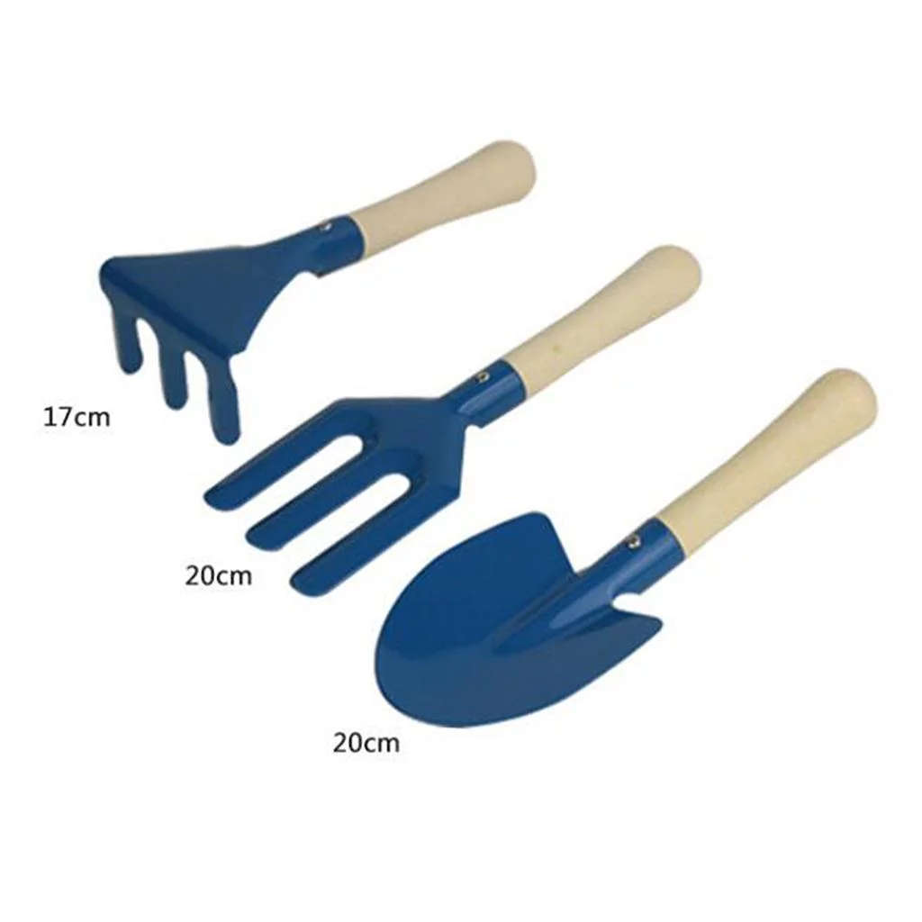 3pcs Mini Metal Rake Shovel Fork Set Kids Beach Sandbox Toy