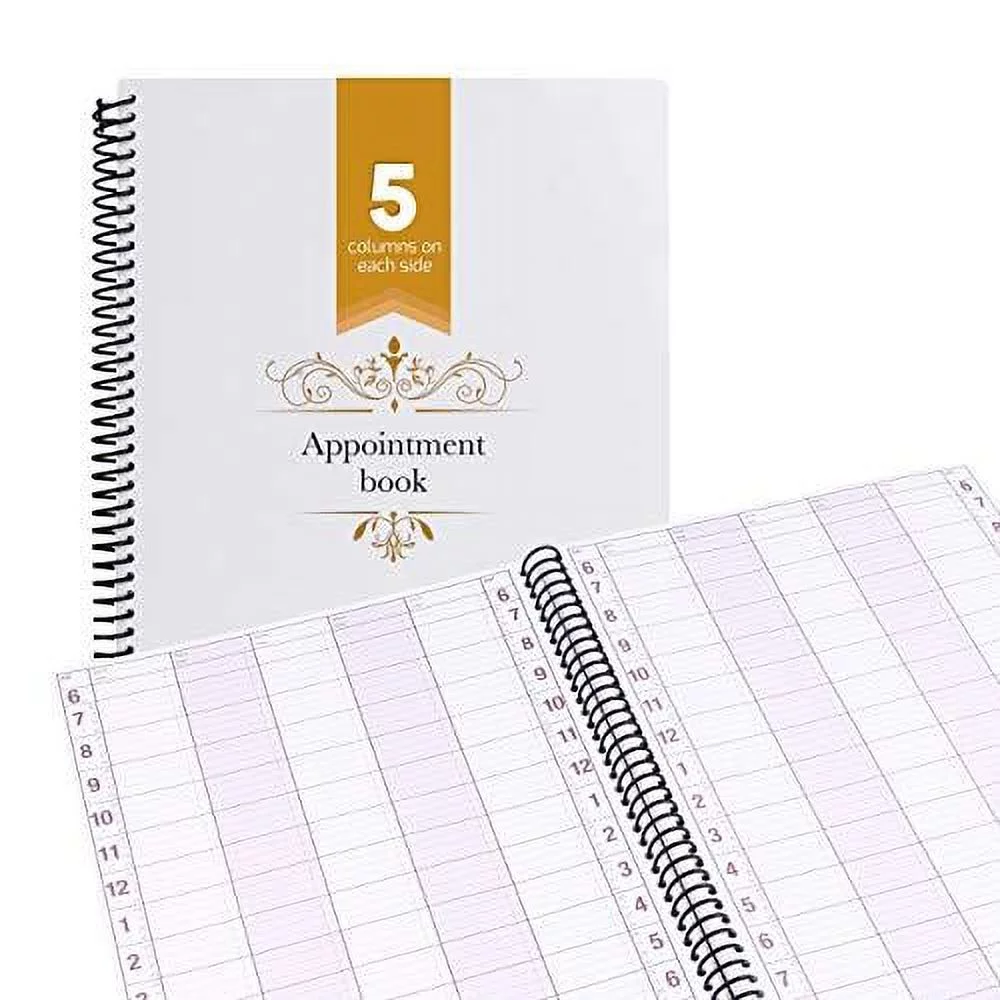 Undated Appointment Book Schedule Reservation - 5 Columns 200 Page Appt Book Organizer with Pen Holder - Hourly Weekly Planner Daily Scheduler for Salon Hairdresser Restaurant Spa Stylist