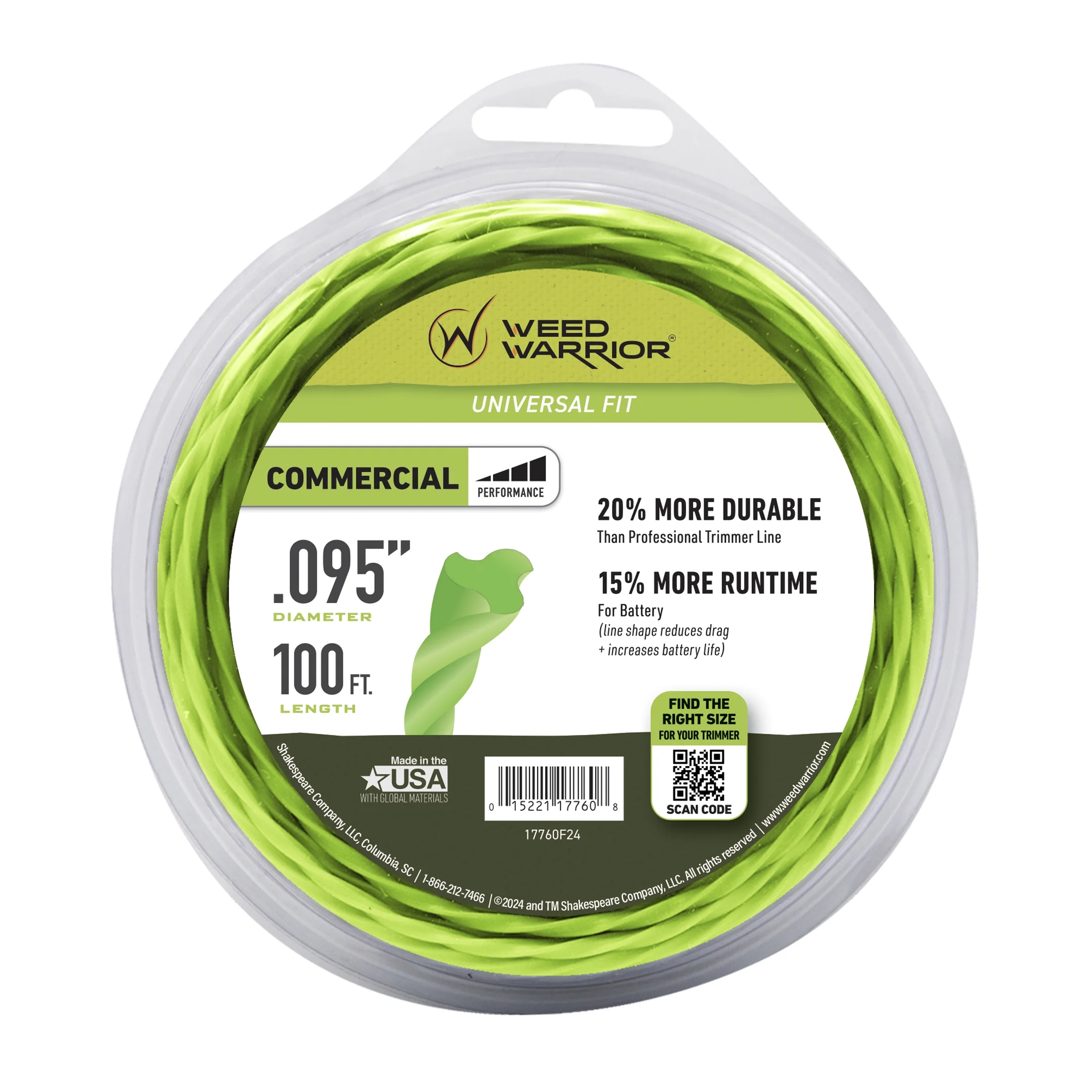 Weed Warrior .095 in, x 100 ft. Commercial Trimmer Line