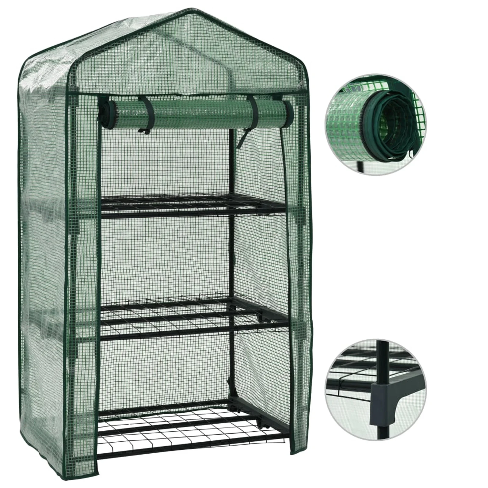 Dcenta 3-Tier Mini Greenhouse with Storage Shelves Gardening Outdoor Herbs Flowers Vegetable House Steel Frame Green for Backyard, Deck, Lawn 27.2 x 19.3 x 49.2 Inches (W x D x H)