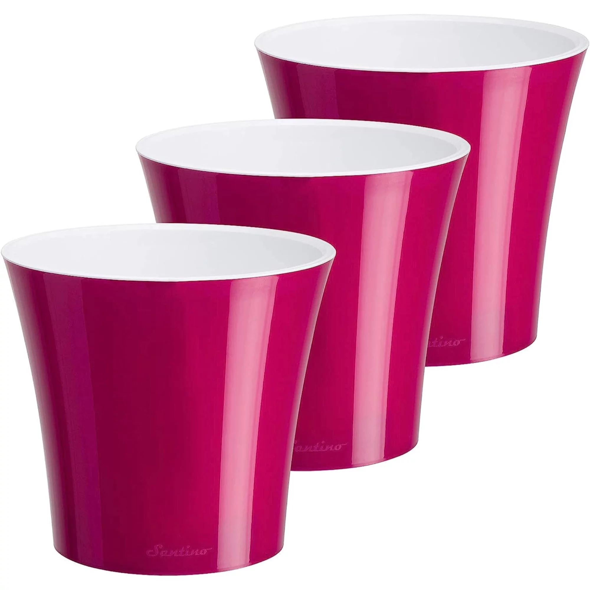 Decopots Plastic Round Modern Flower Pot with Drainage Planter, Purple White, 5.5