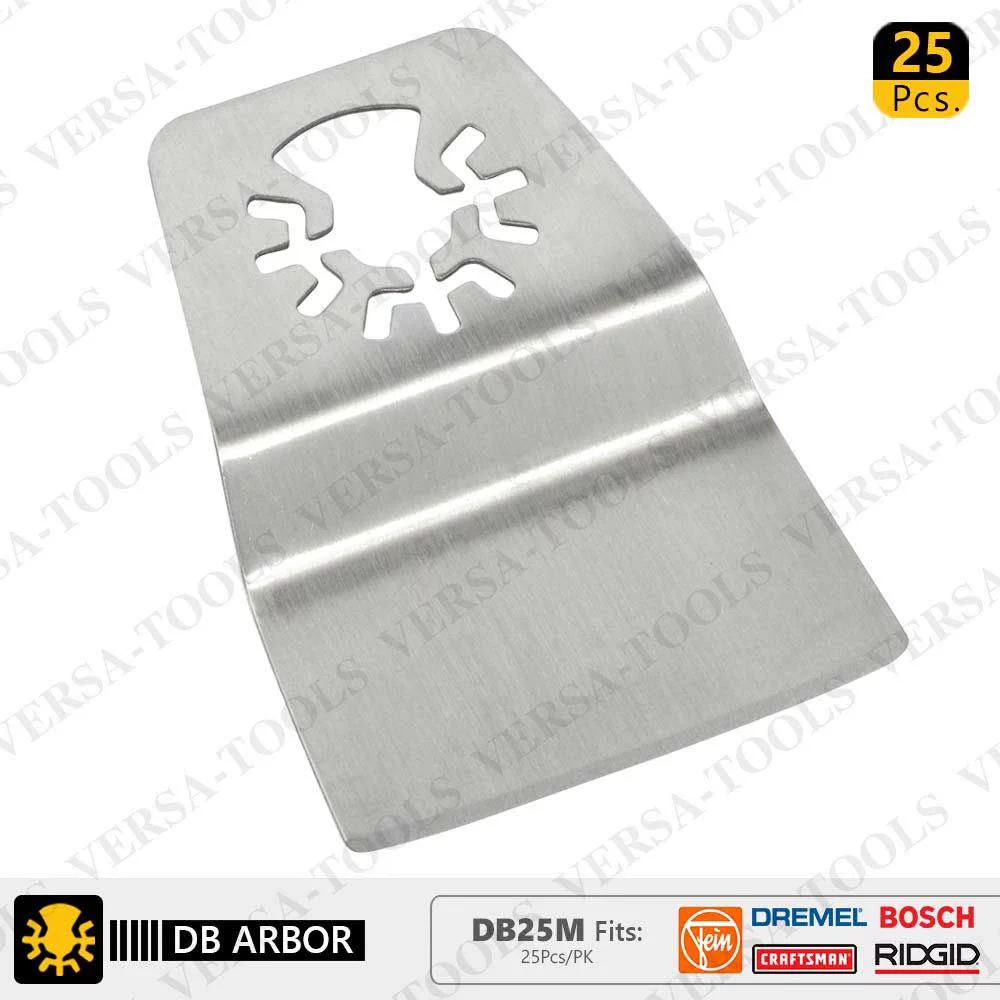 Versa Tool DB25M 52mm Flush Cut (8mm Offset Mount) Stainless Steel Scraper Fits Fein Multimaster, Dremel, Bosch, Craftsman, Ridgid Oscillating Tools - 25/Pack