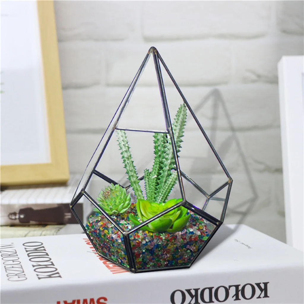 PMUYBHF Geometric Fleshy Glass Flower House Crafts Greenhouse DIY Flower Decoration