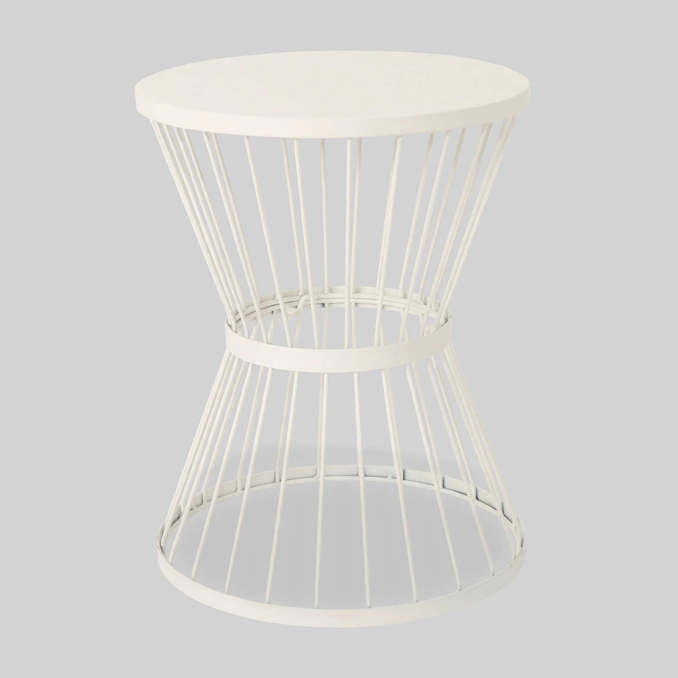 Wrought Iron Patio Side Table - White