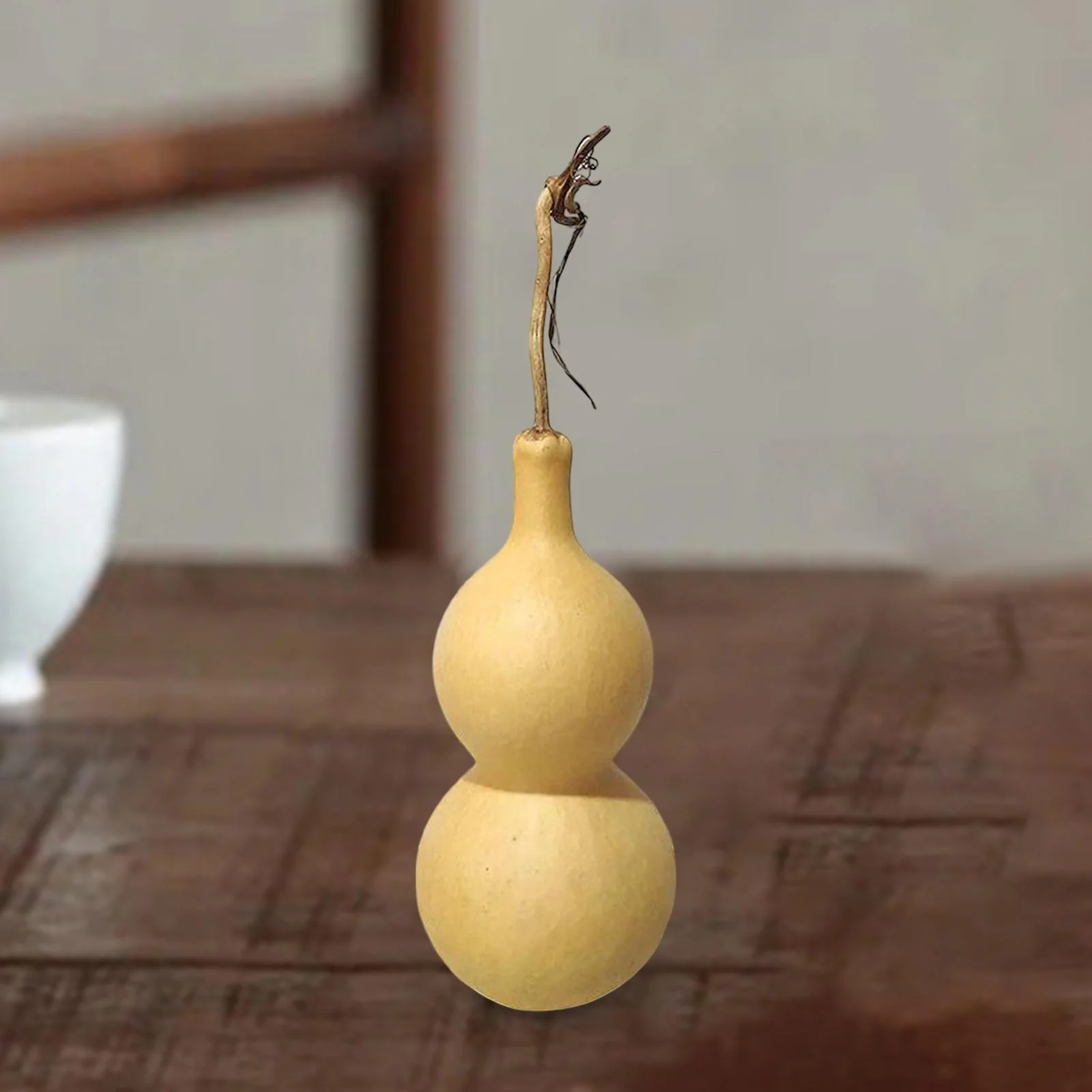 Wealth Prosperity Sculpture Dried Gourd Water Bottle Calabash Gourd Shaped Pendant Blessing Gourd Figurine for Living Room Home Decor 13-15cm