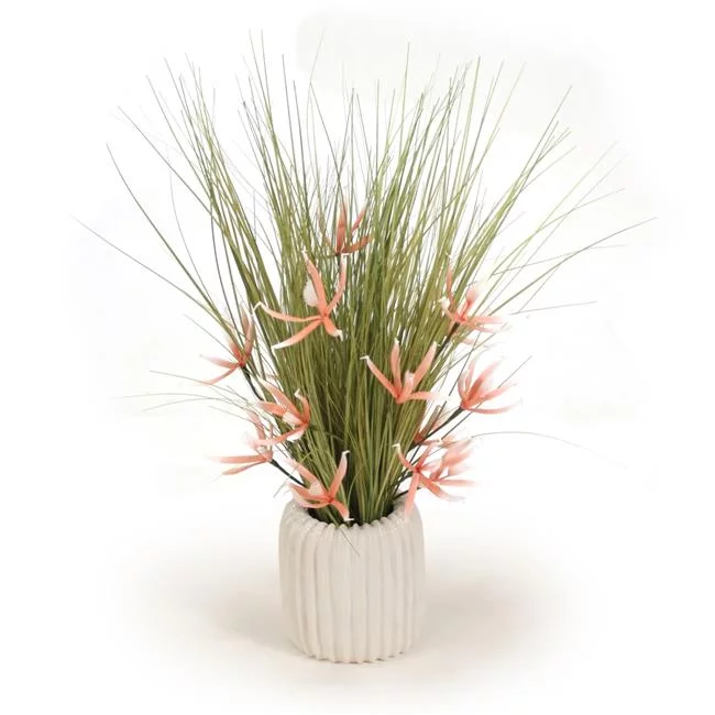 Disttive Designs 7235 Unisex Coral Orchid in White Pot - Orange