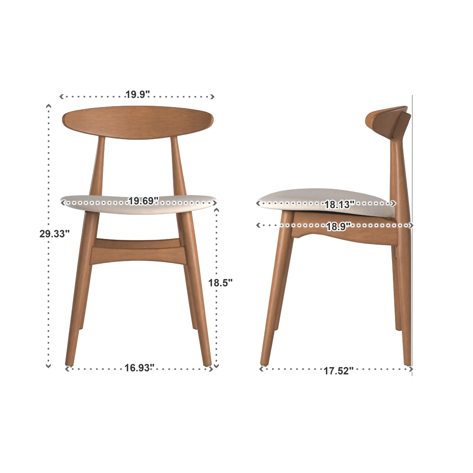 Weston Home Arne Dining Chair, Set of 2 ,Beige