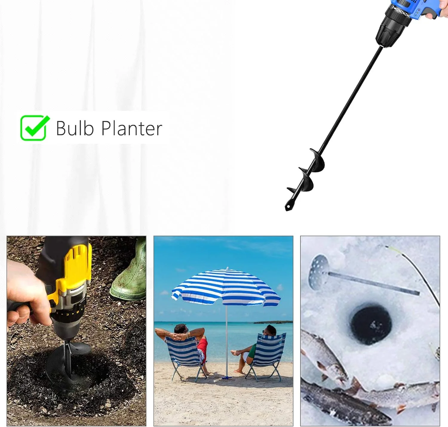 HUAPPNIO Garden Tools Blub Planter for Planting Auger Drill Bit 1.57x17.7 Inches