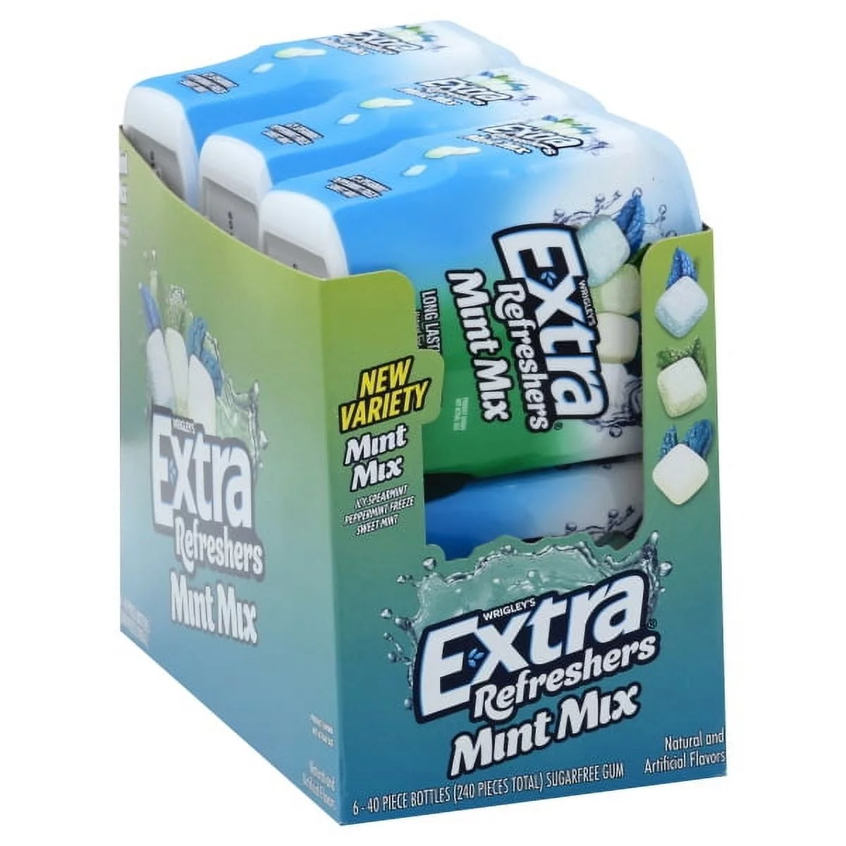 EXTRA Refreshers Mint Mix Gum, 3.21-Ounce 40-Piece Bottle (Pack of 6)