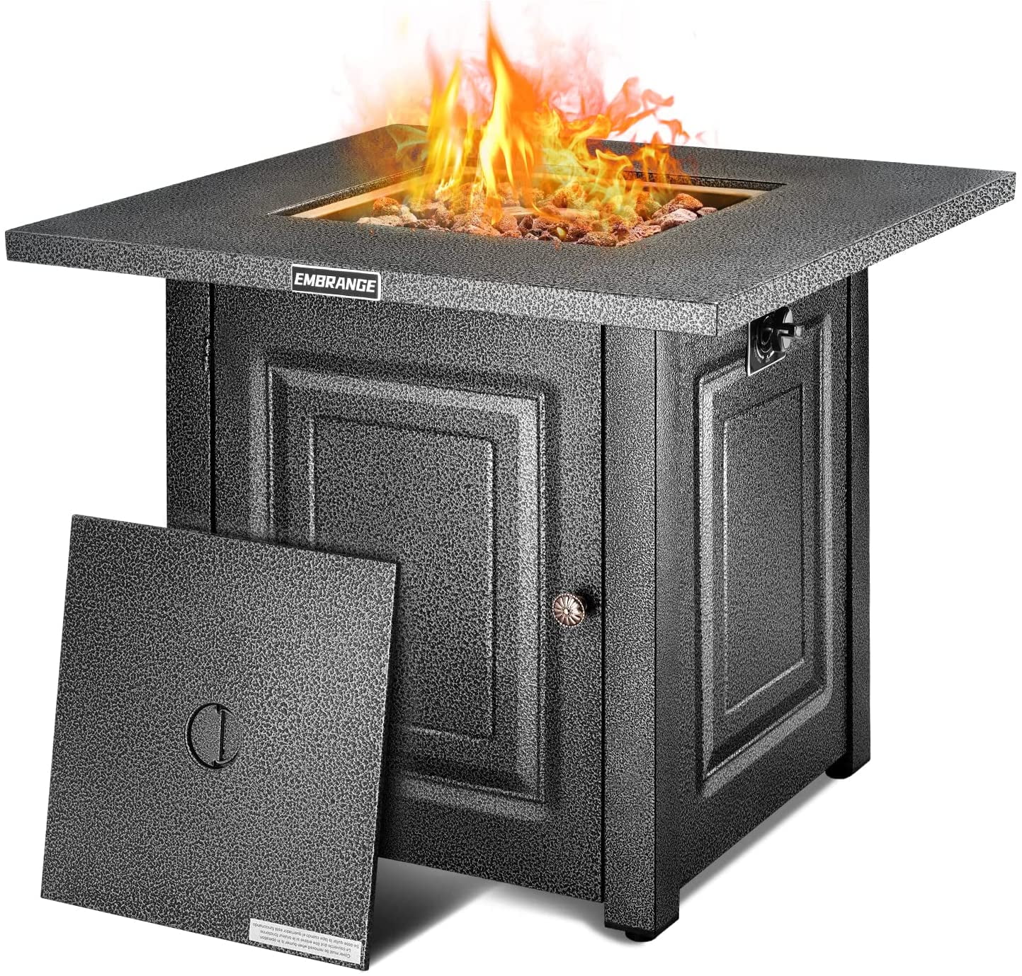 EMBRANGE Outdoor Propane Fire Pit Table, 28-inch Auto-Ignition Gas Fire Pit for Patio