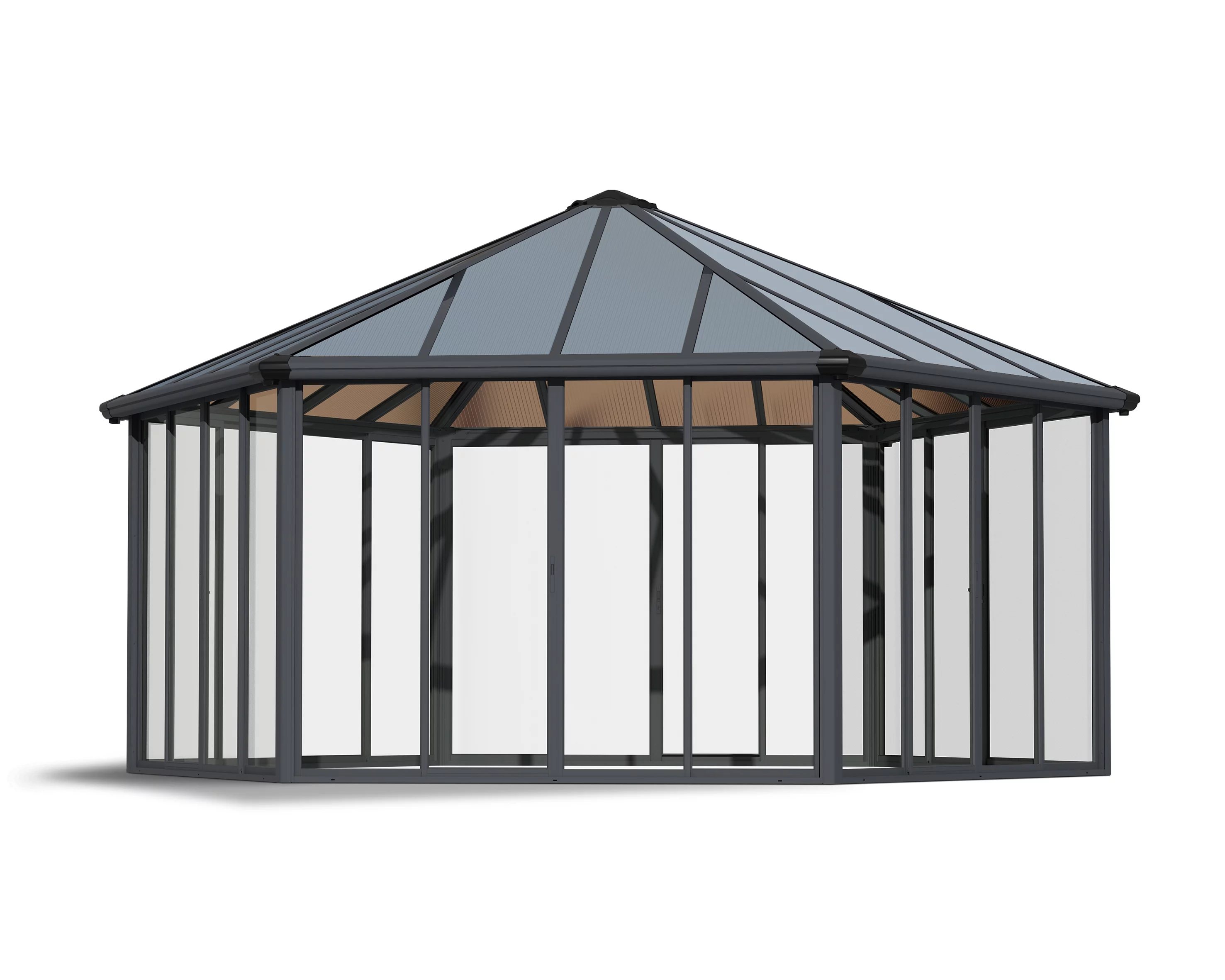 Palram - Canopia Garda 20' x 20' Polycarbonate/Aluminum Enclosed Gazebo - Gray/Bronze
