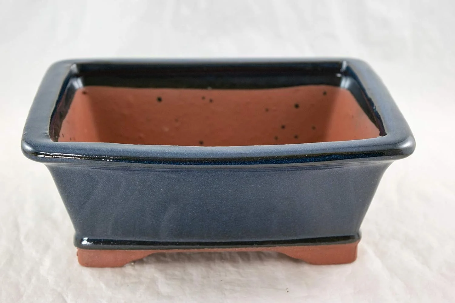 Rectangular Glazed Bonsai Pot, Cactus & Succulent Planter with Mesh - Outside Dimensions: 8