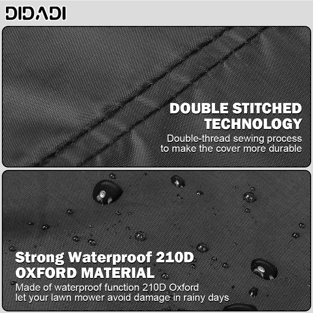 Waterproof Lawn Mower Cover,DIDADI Windproof Adjustable Riding Lawn Mower Covers,Tear-Resistant Heavy Duty Lawn Tractor Cover for Winter Outdoor,Universal Fit Anti UV Protector for Weeder