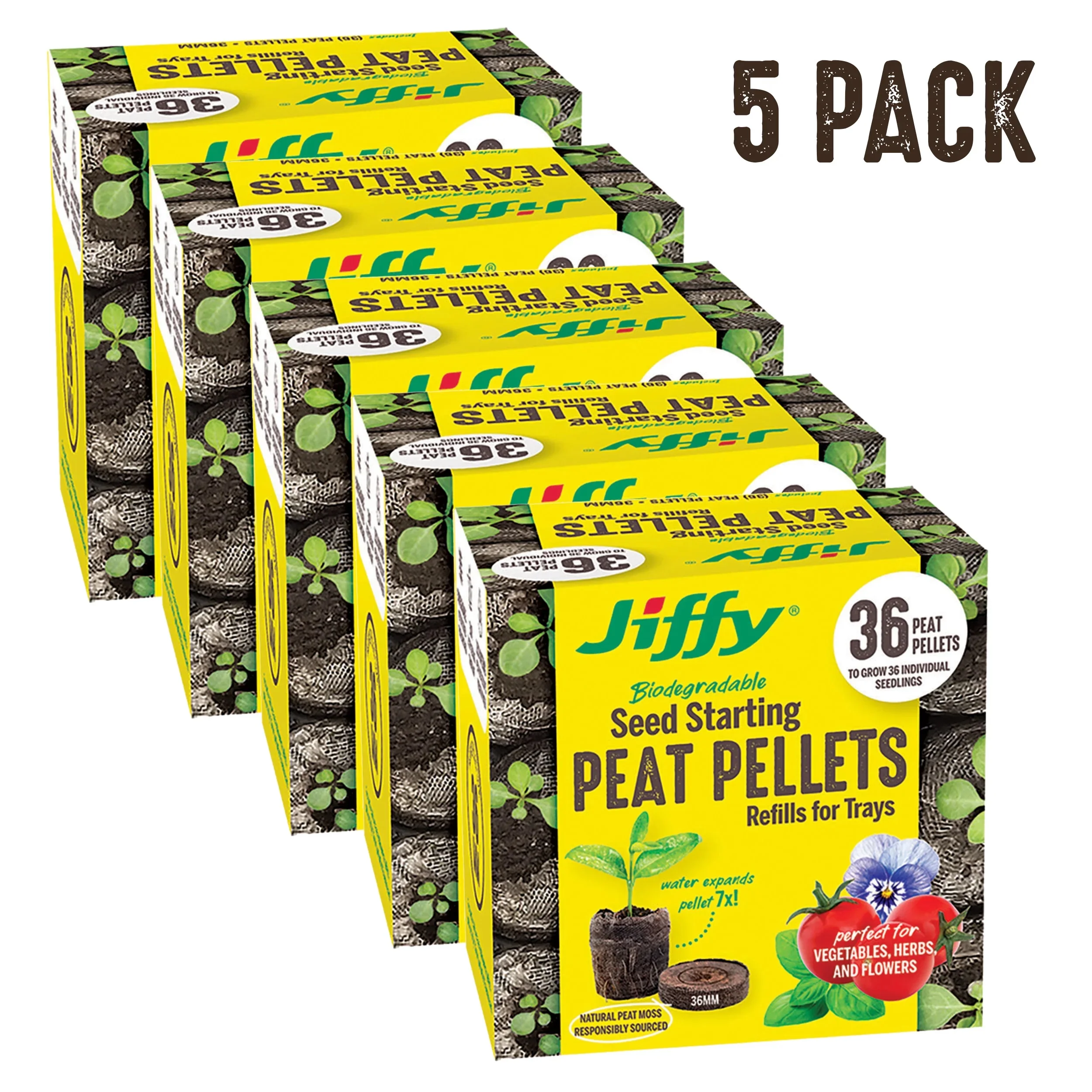 Jiffy 36mm Expanding Peat Pellet Refill for Indoor Seed Starting,180 Pellets