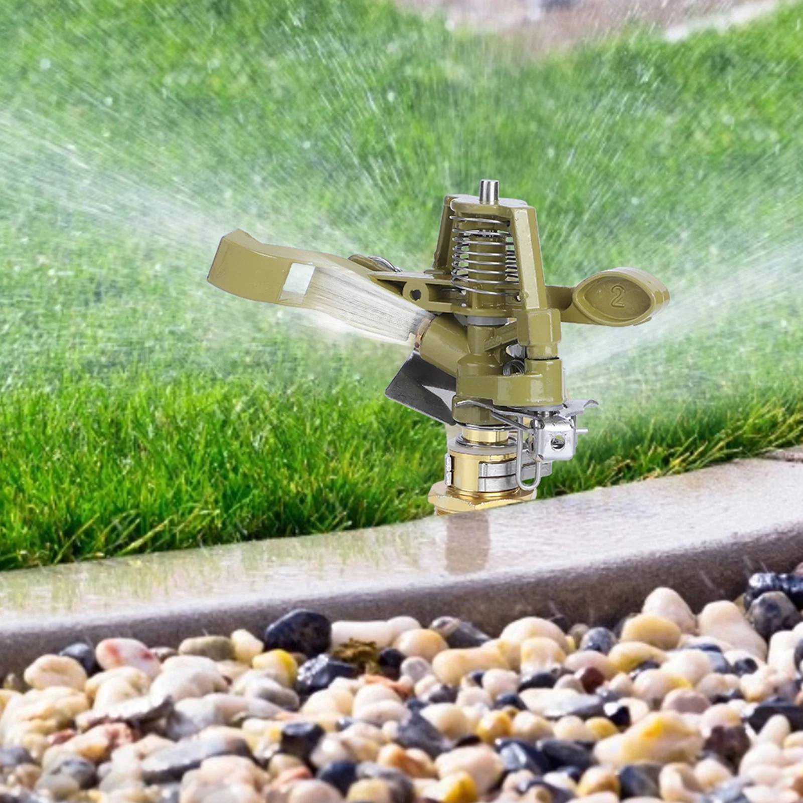 G3/4inch Aluminium Alloy Garden Lawn Rocker Arm Irrigation Nozzle - High-Efficiency Water Spray Sprinkler Head for Improved Watering