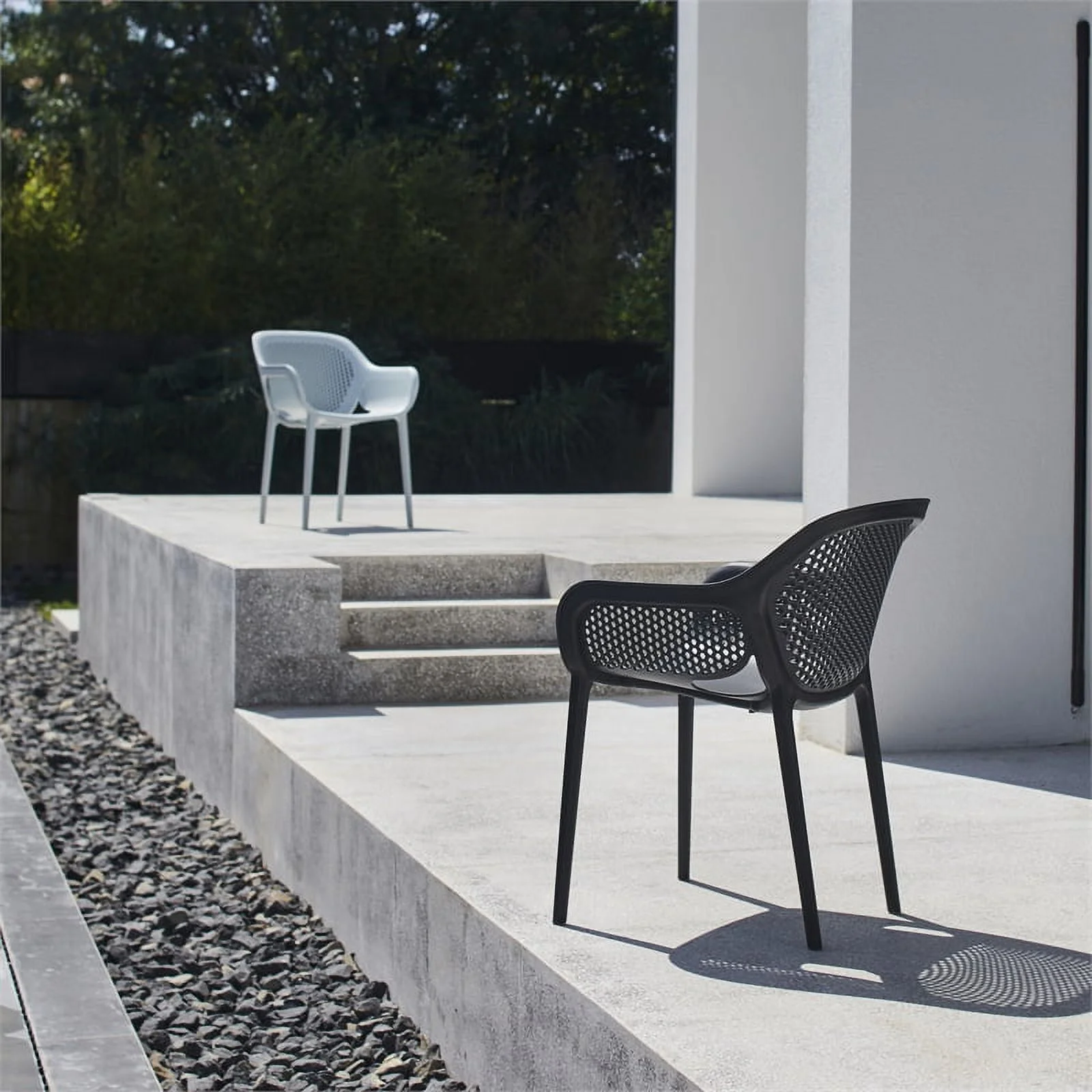 Pemberly Row Resin Patio Dining Chair in Cool Gray - (Set of 2)