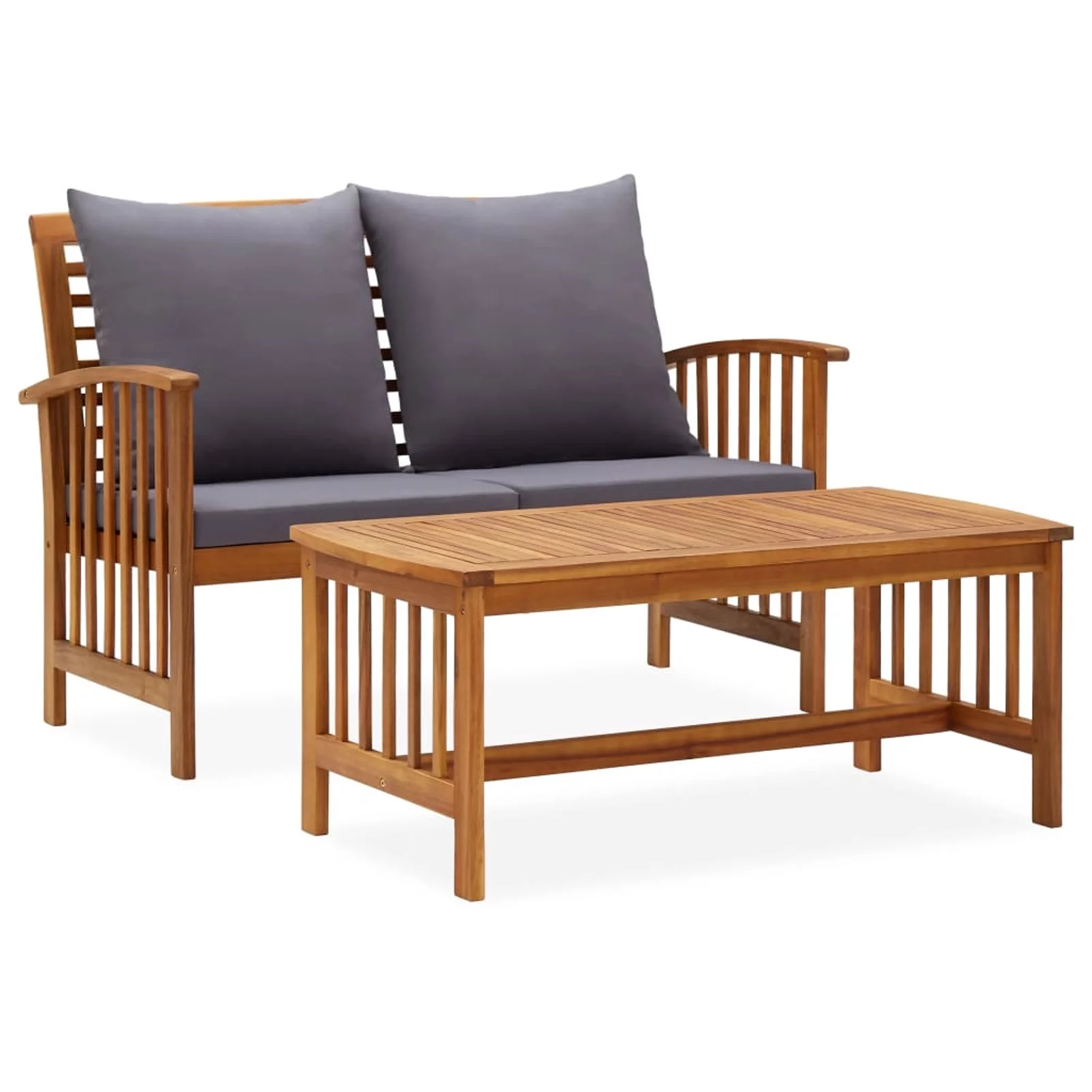 Andoer 2 Piece Garden Set with Cushions Solid Acacia Wood
