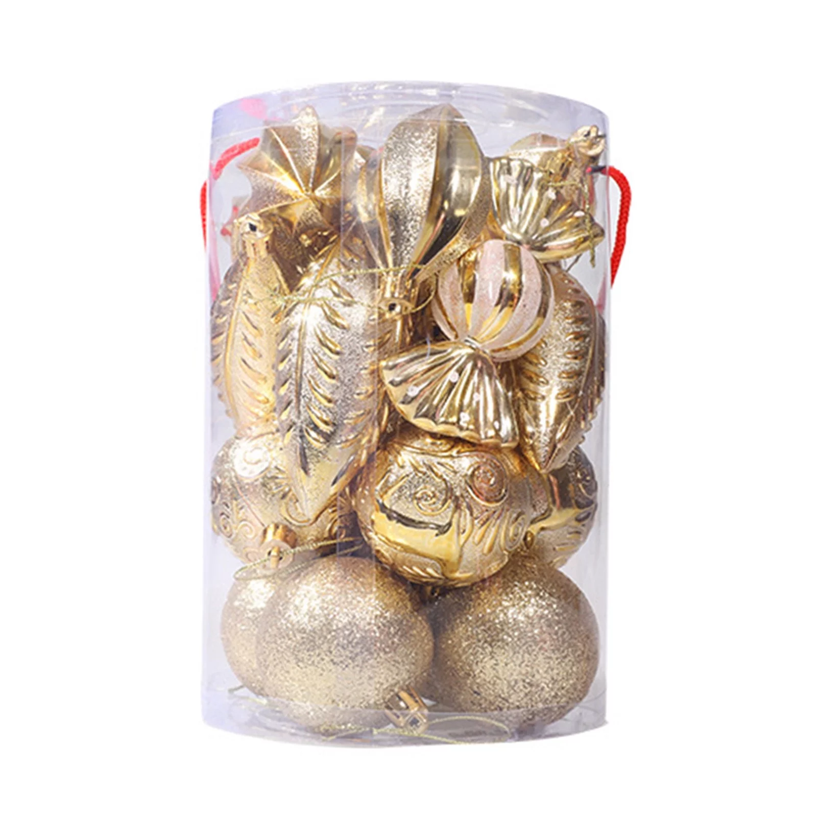 SUSHANG 21Pcs Christmas Tree Ornaments Set Golden Shatterproof Christmas Balls Decorations Xmas Decorative Hanging Ornaments