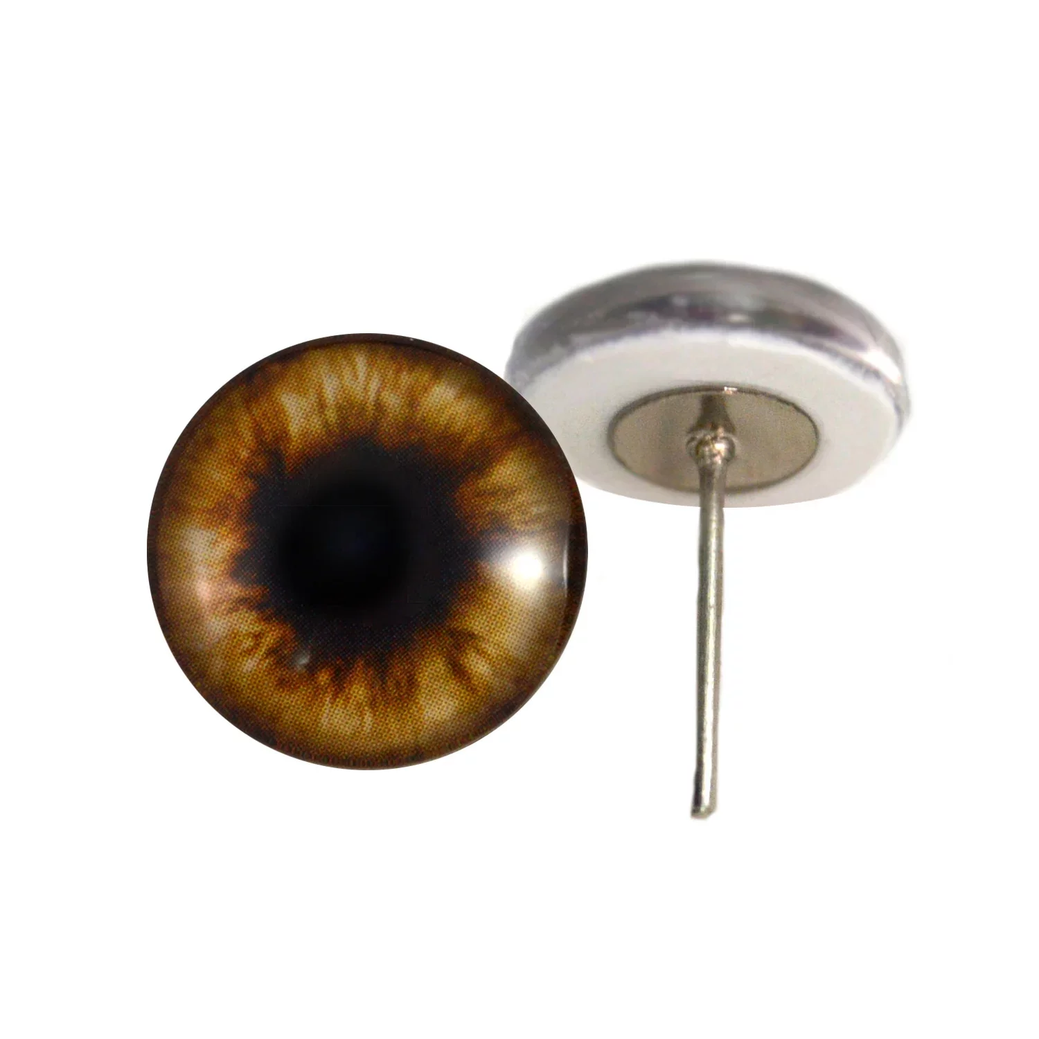 Brown Teddy Bear Glass Eyes on Wire Pin Posts