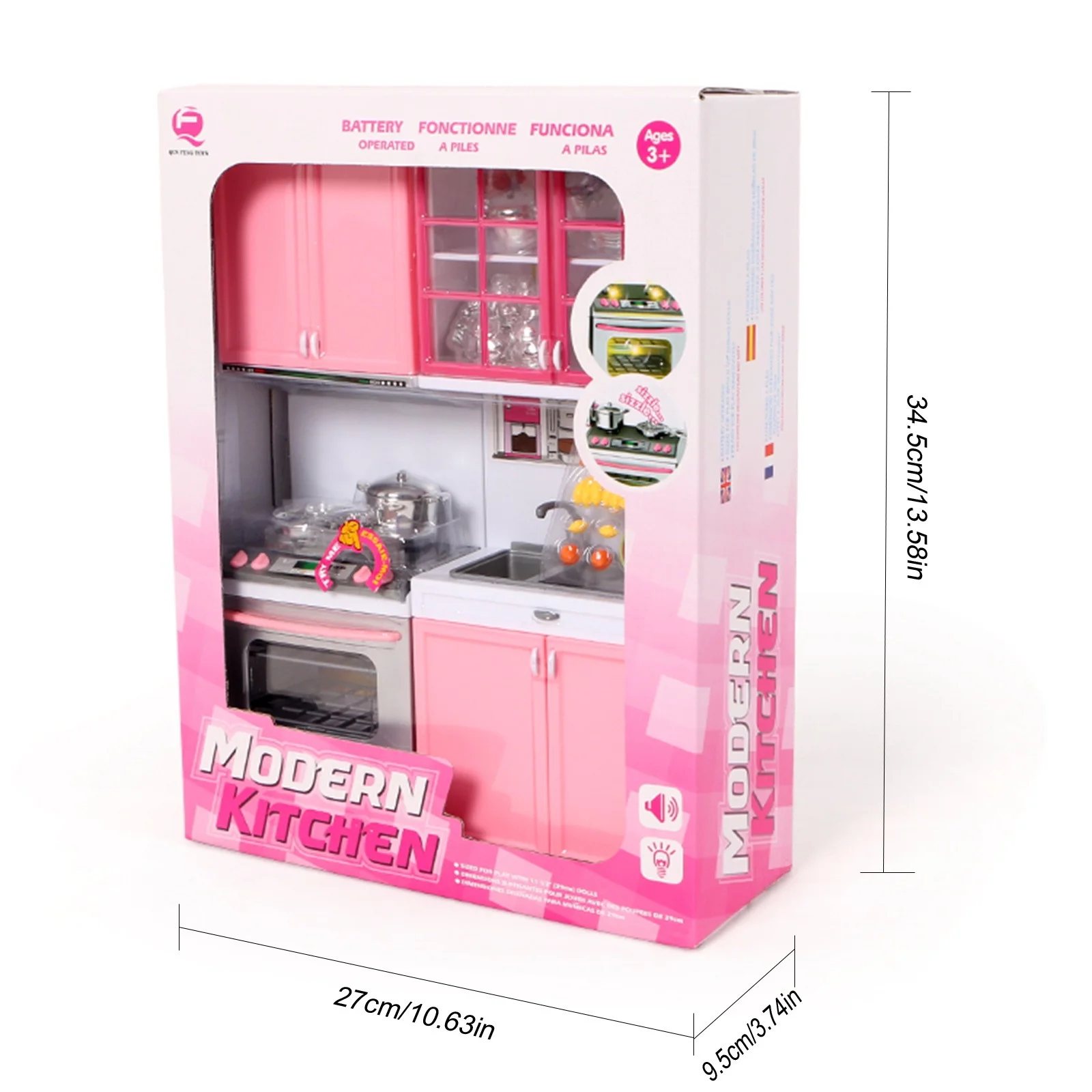Toddler Girl Age 3-4 Kitchen Cabinets Set Children Pretend Play Cooking Tools Mini Dolls