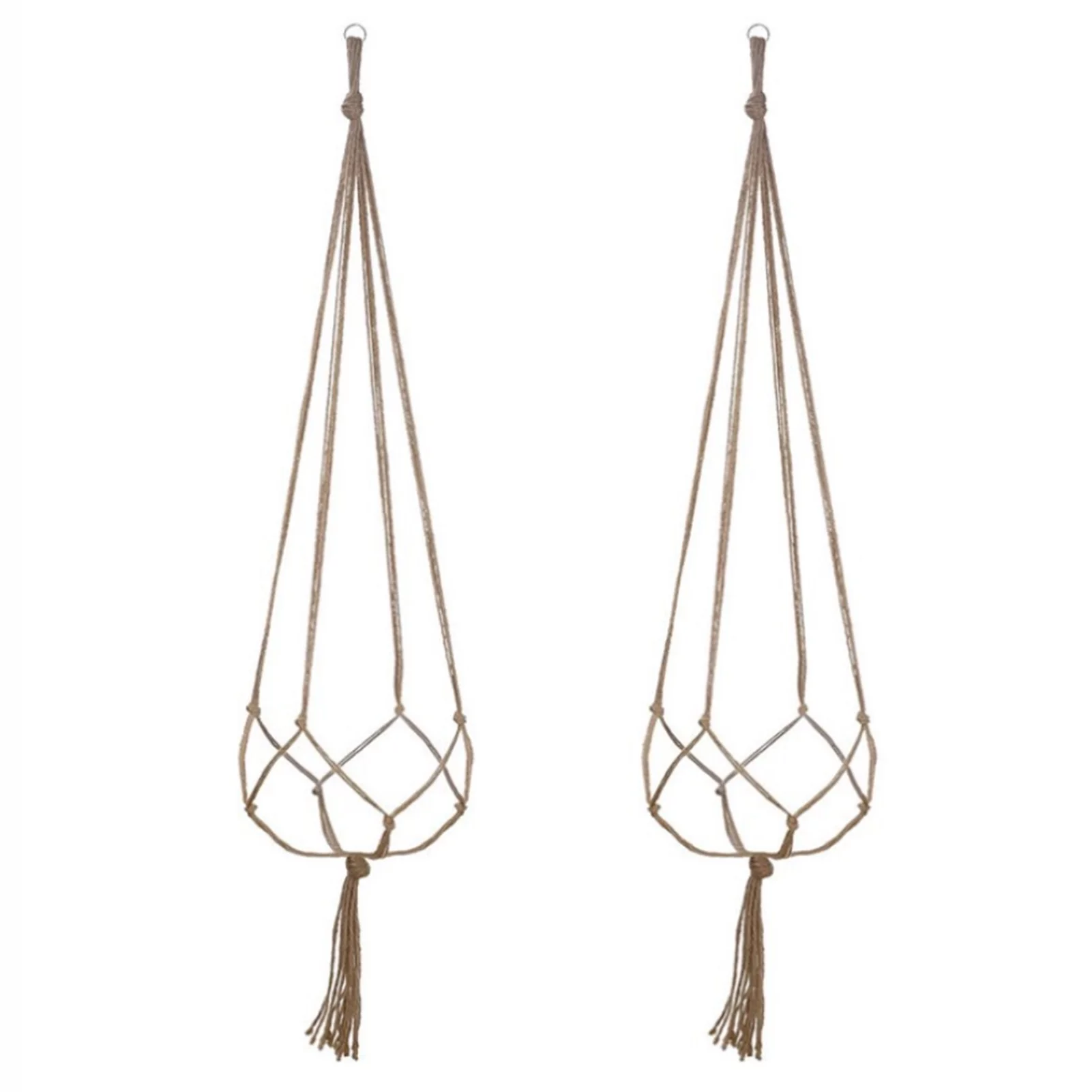 Anself 4Pcs Macrame Plant Hanger Vintage Rope Basket Indoor  Flower Pot Holder Decoration