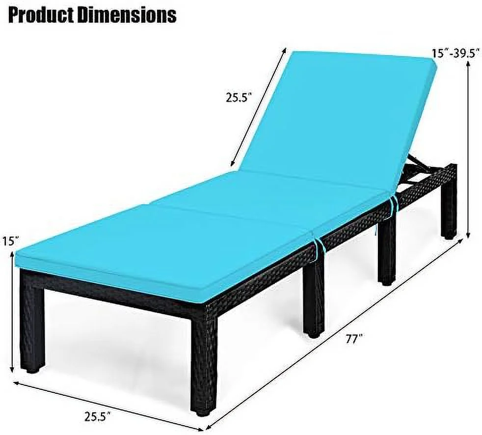 AEFRGHS Patio Rattan Lounge Chair  Outdoor Wicker Reclining Lounger Chair  6 Positions Rattan Lounge Chaise  Modern Rattan  for Garden Lawn Backyard  White