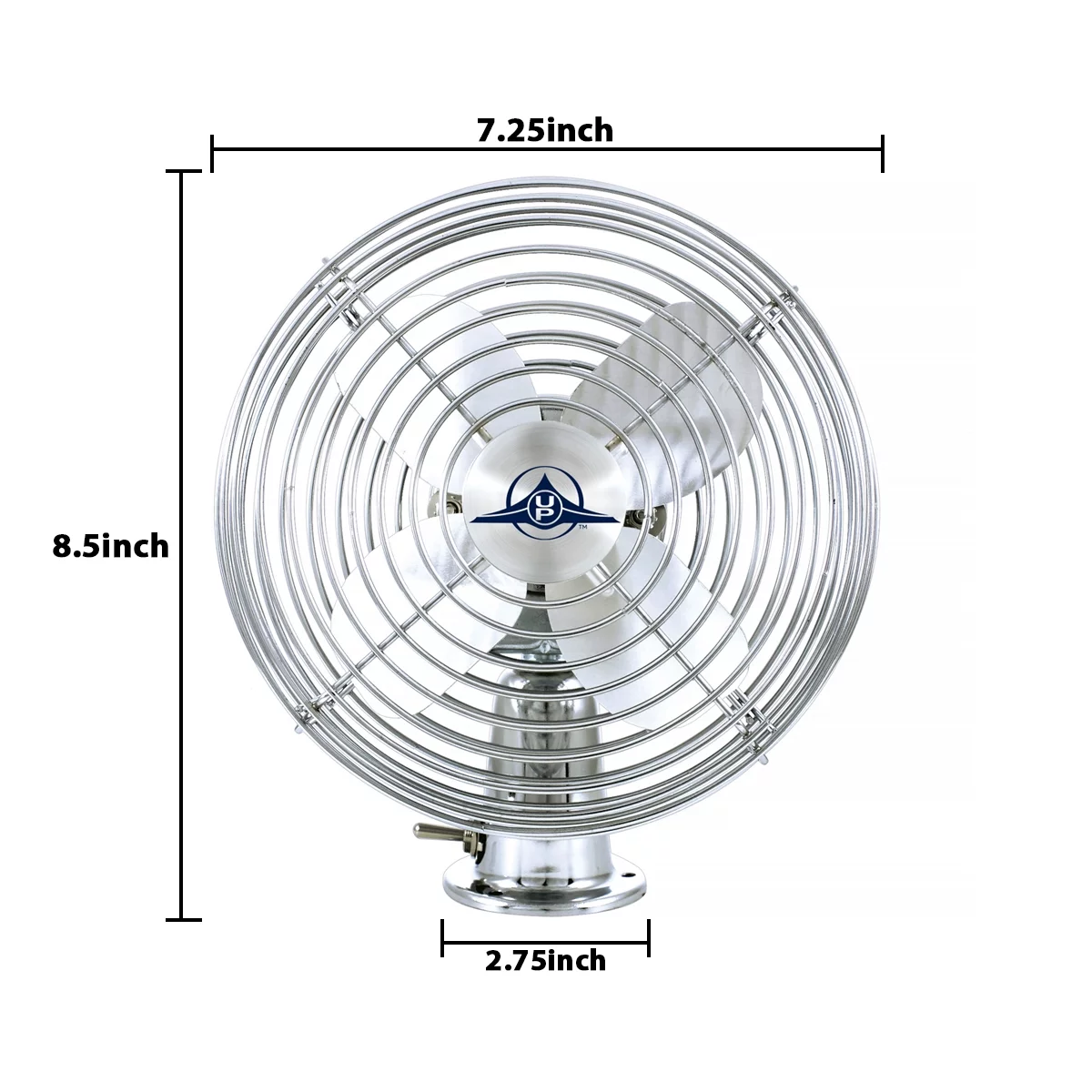 United Pacific Heavy Duty Chrome 12V Car Fan w/6