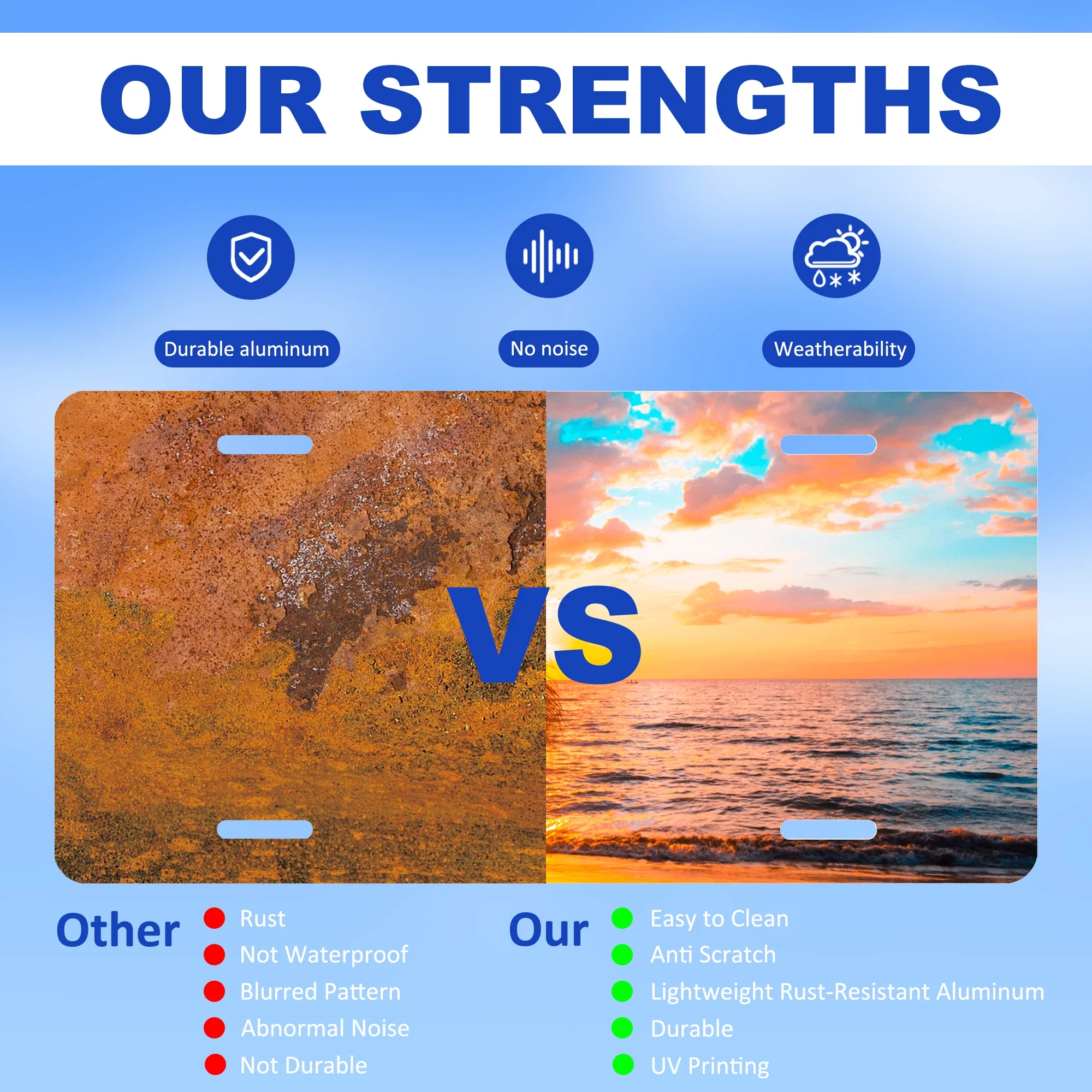 Uiaoiais License Plates Palm Trees Sunset Tropical Sea Beach License Plates Cover Aluminum License