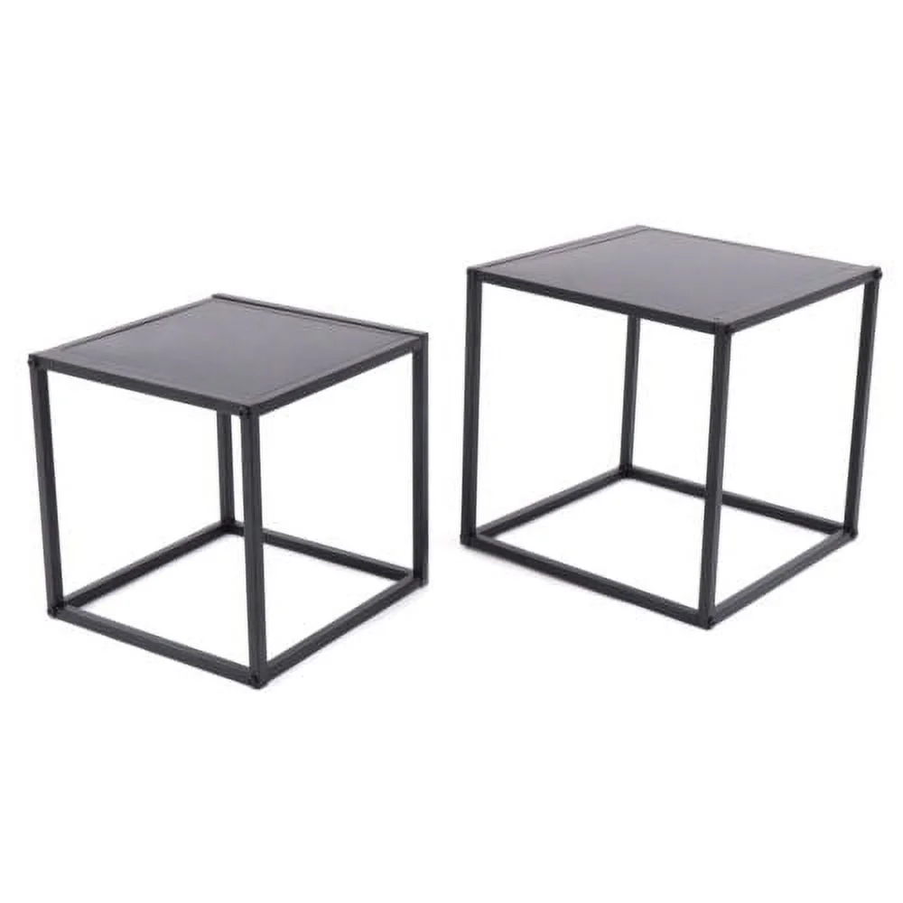 2pcs Square Metal End Table Home Flower Plants Stand Display Coffee Side Table