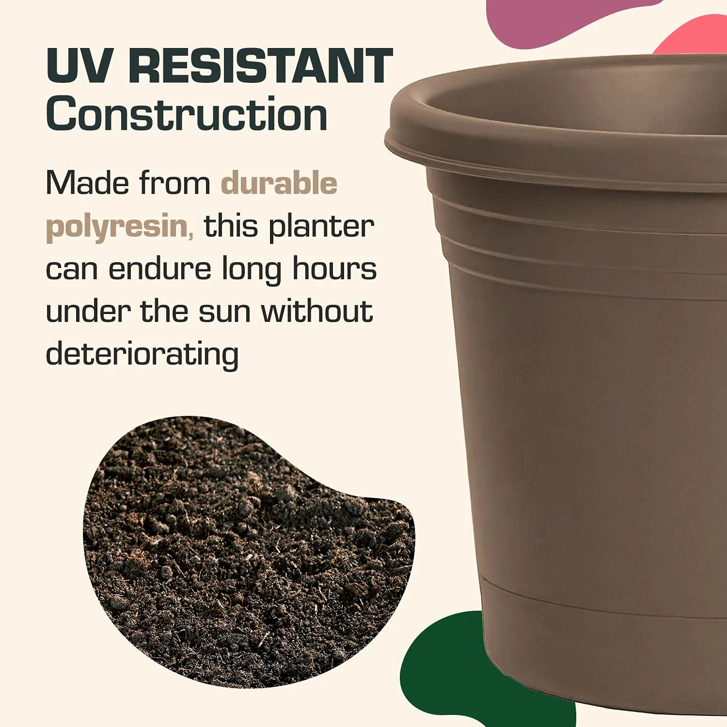 Rugg 7772486 Polyresin Planter - Cappuccino