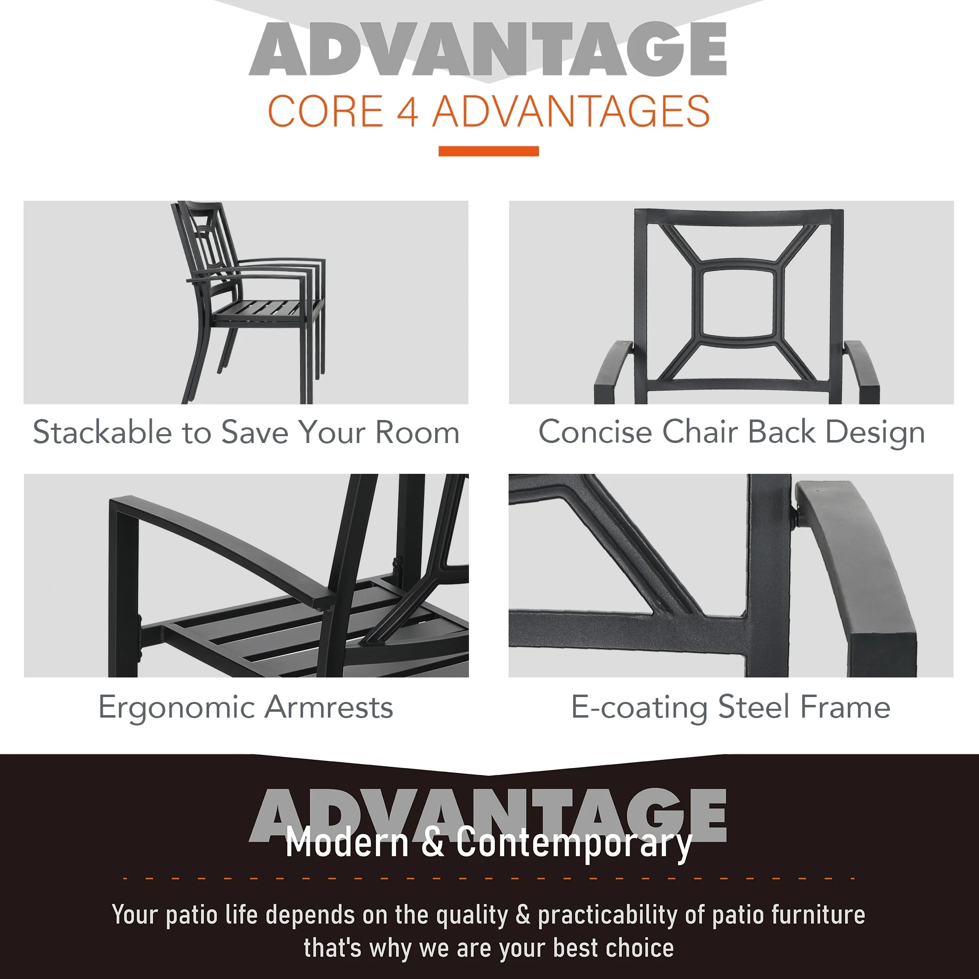 5/7-piece Metal Stackable Patio Dining Set 5-Piece Sets