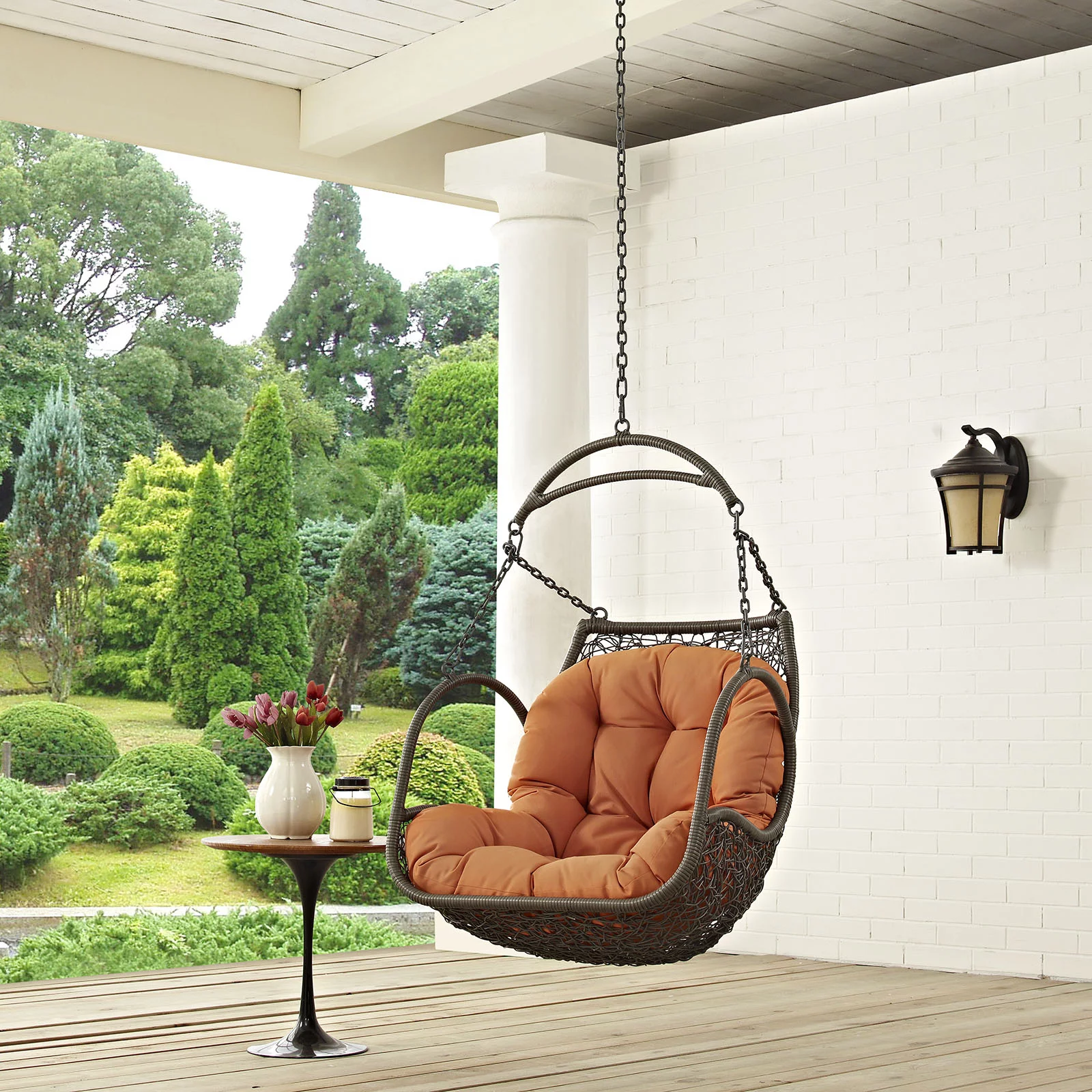 Modway Arbor Outdoor Patio Swing Chair Without Stand in Orange