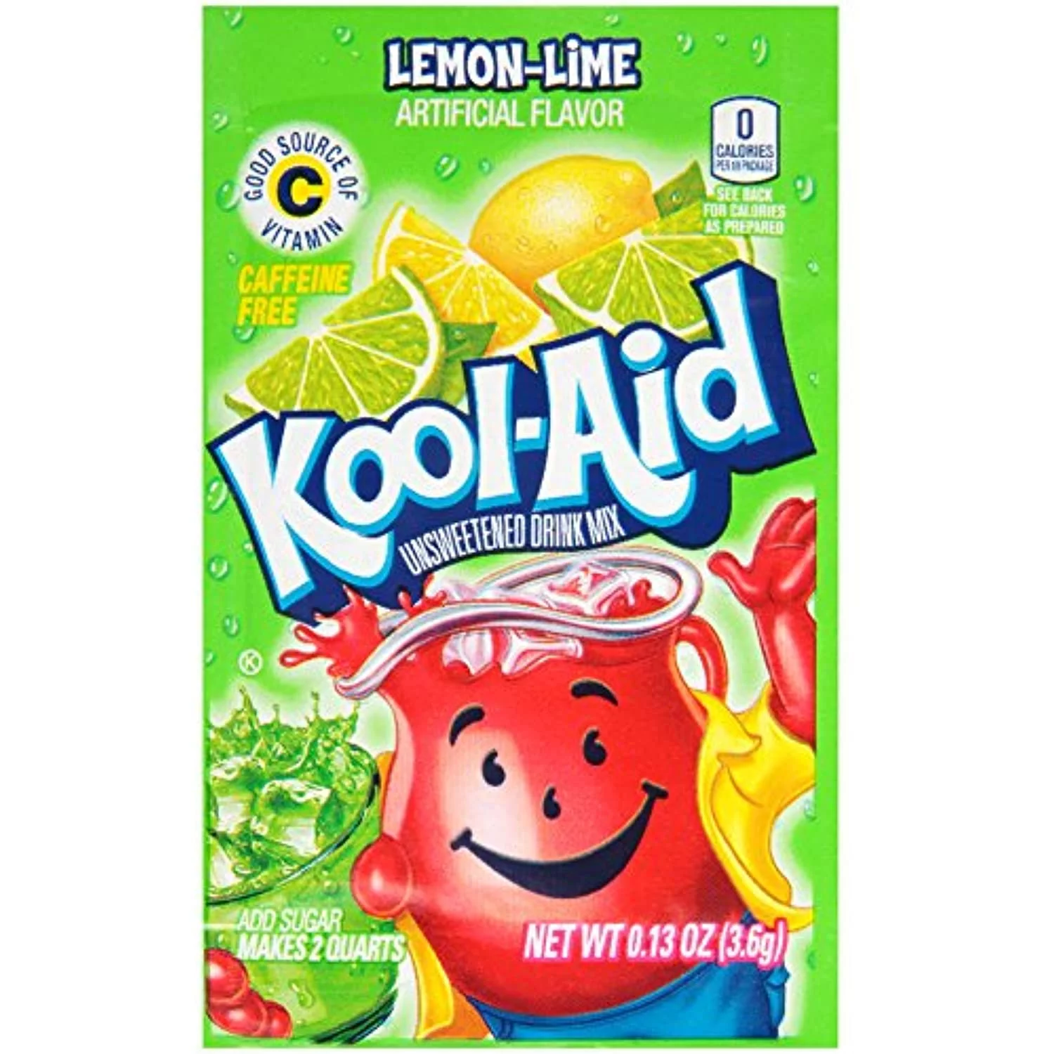 Kool-Aid Lemon-Lime Unsweetened Soft Drink Mix, 0.13-Ounce Packets (Pack Of 96)