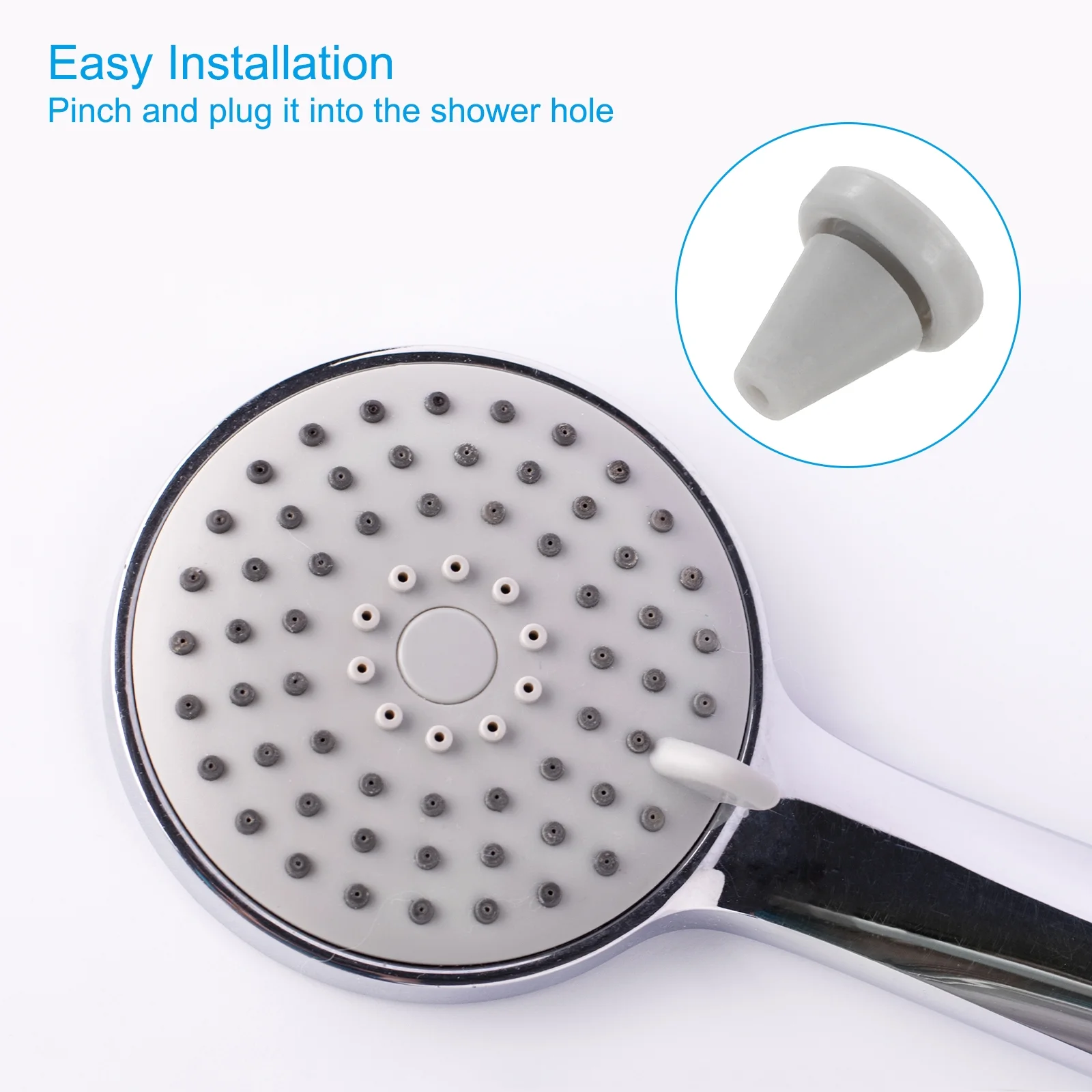 25pcs Shower Head Replacement Nozzles, Silicone Nozzle Sprinkler Spout Round Nib Fit 6mm Hole, Dark Grey