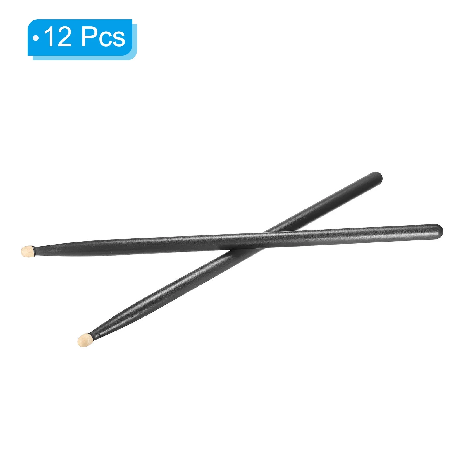 Uxcell 6 Pairs Maple Wood Drumstick Anti Slip Drum Stick 5A Black Drumming Musical Instrument Percussion
