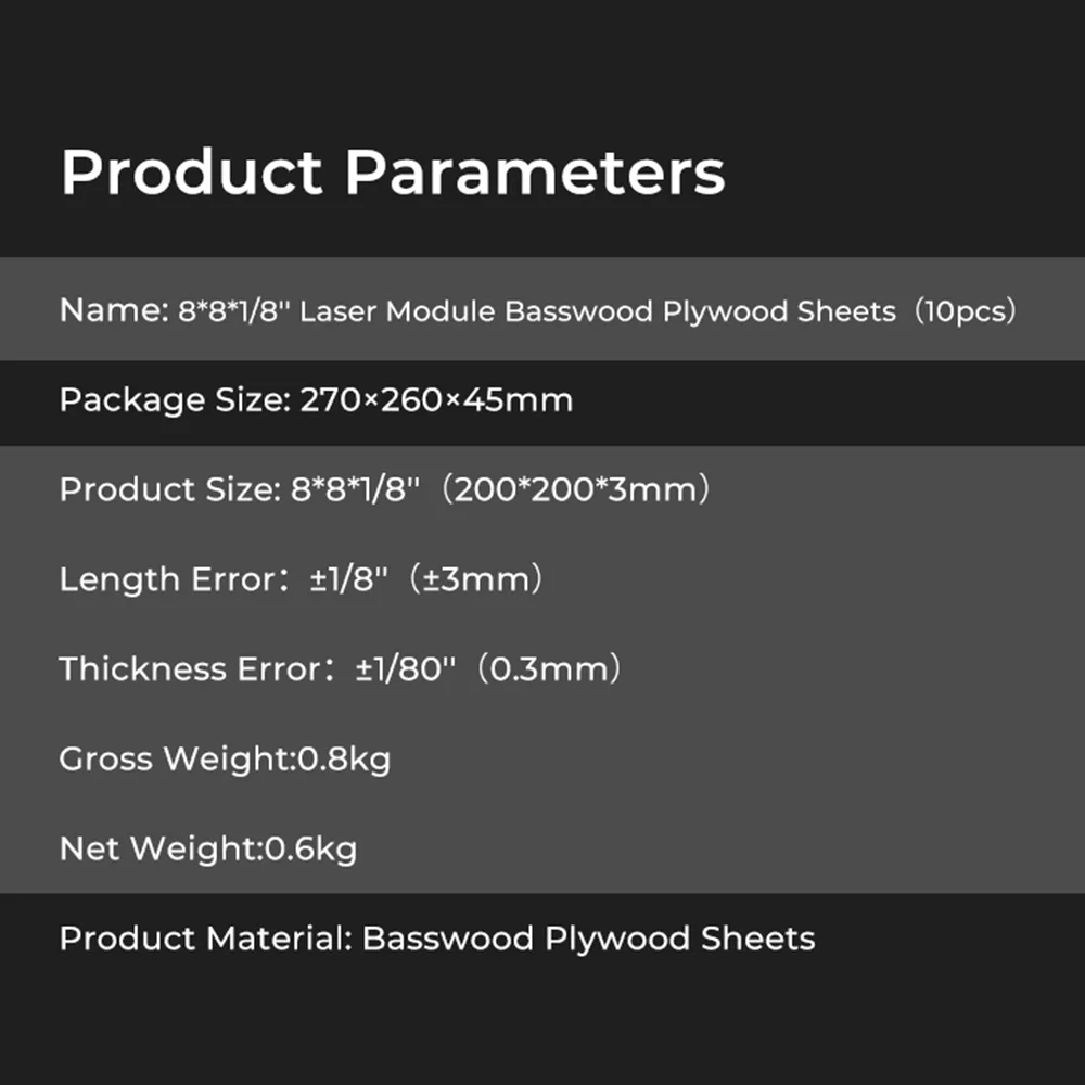 moobody Creality 10pcs Module Basswood Plywood Sheets 8x8x1/8'' Wood Pieces Materials Suitable for Engraving and Carving DIY Projects Home Decoration