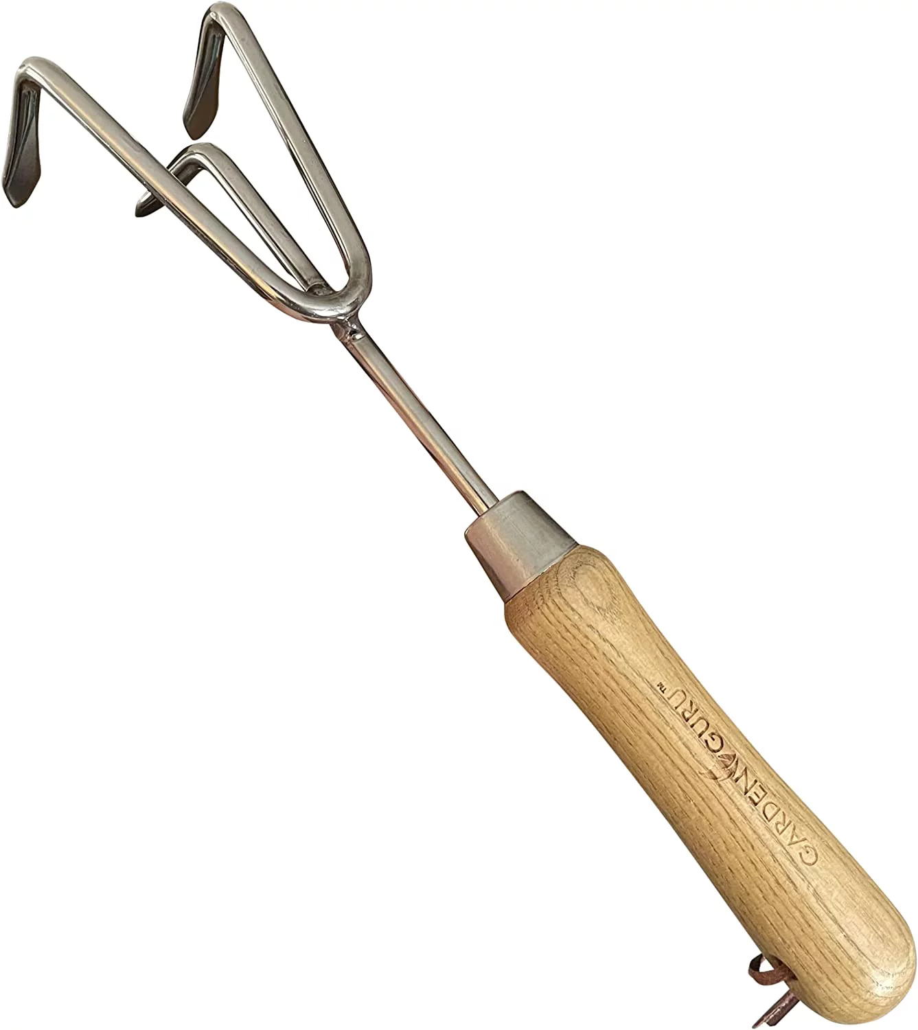 Garden Guru Hand Cultivator Rake Tiller Tool, Stainless Steel, Rust Resistant, Ergonomic FSC Wood Handle (2 Pack)