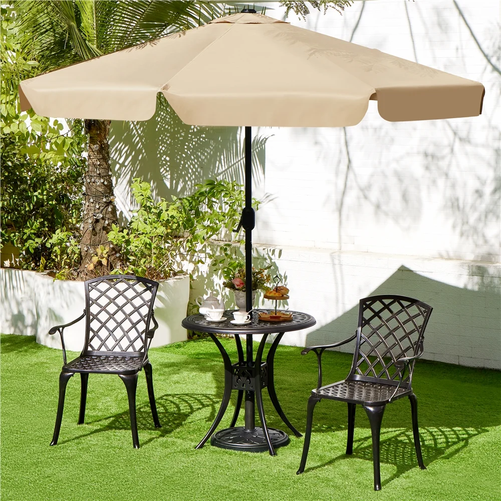 Yaheetech 31in Round Bistro Table with Umbrella Hole, Bronze