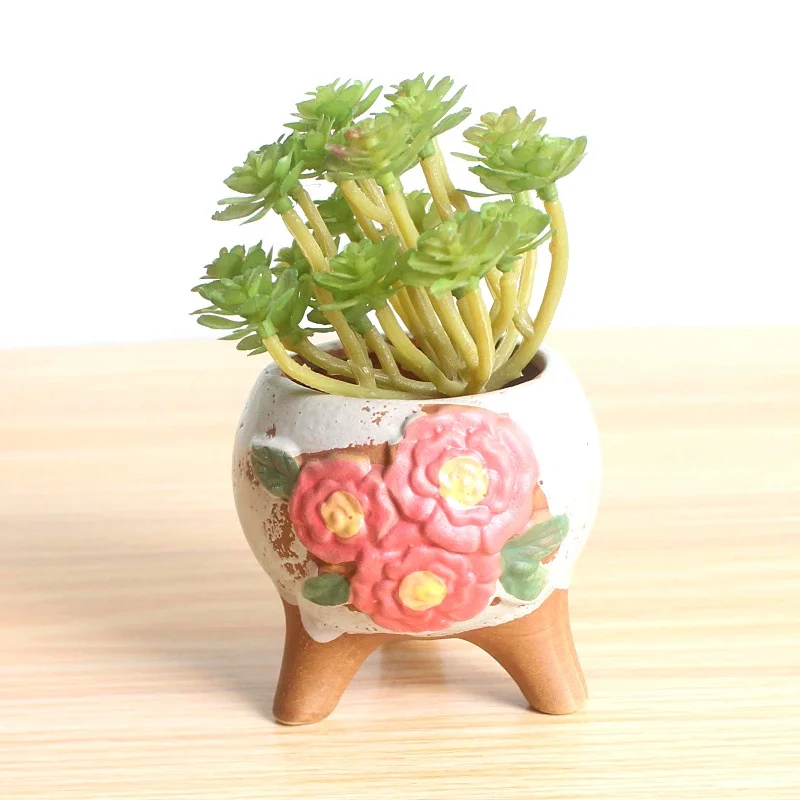Hand-Painted Ceramic Succulent Planter - Small Succulent Plant Pot Thumb Pot
