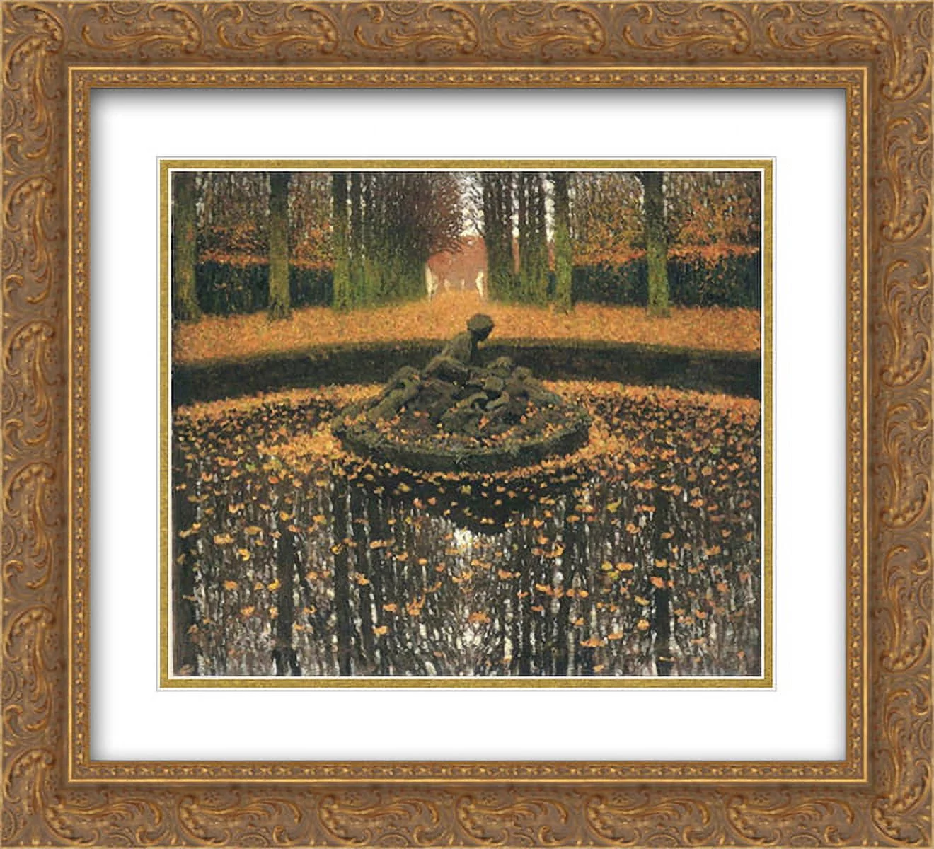 Henri Martin 2x Matted 24x20 Gold Ornate Framed Art Print 'Fountain of the Versailles Queen'