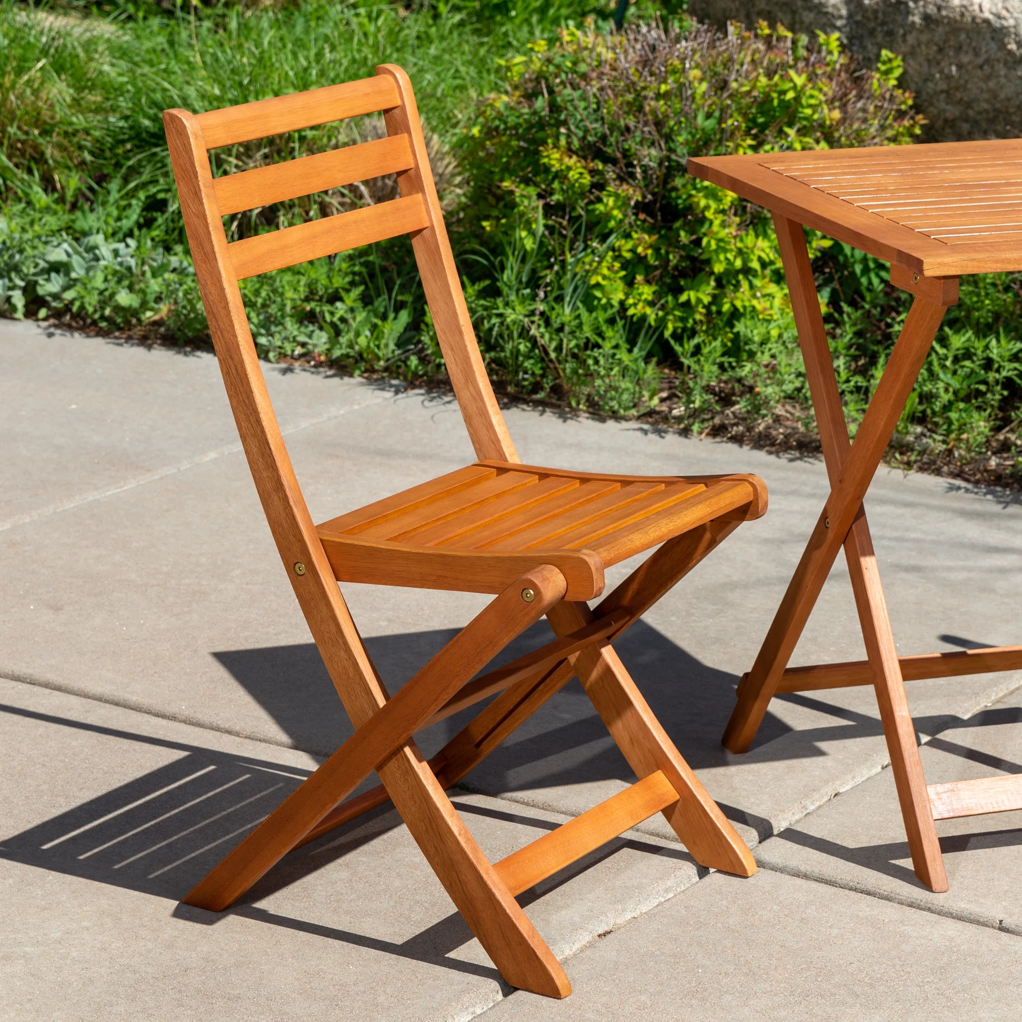 3-Piece Eucalyptus Bistro Set, Square, Natural Oil