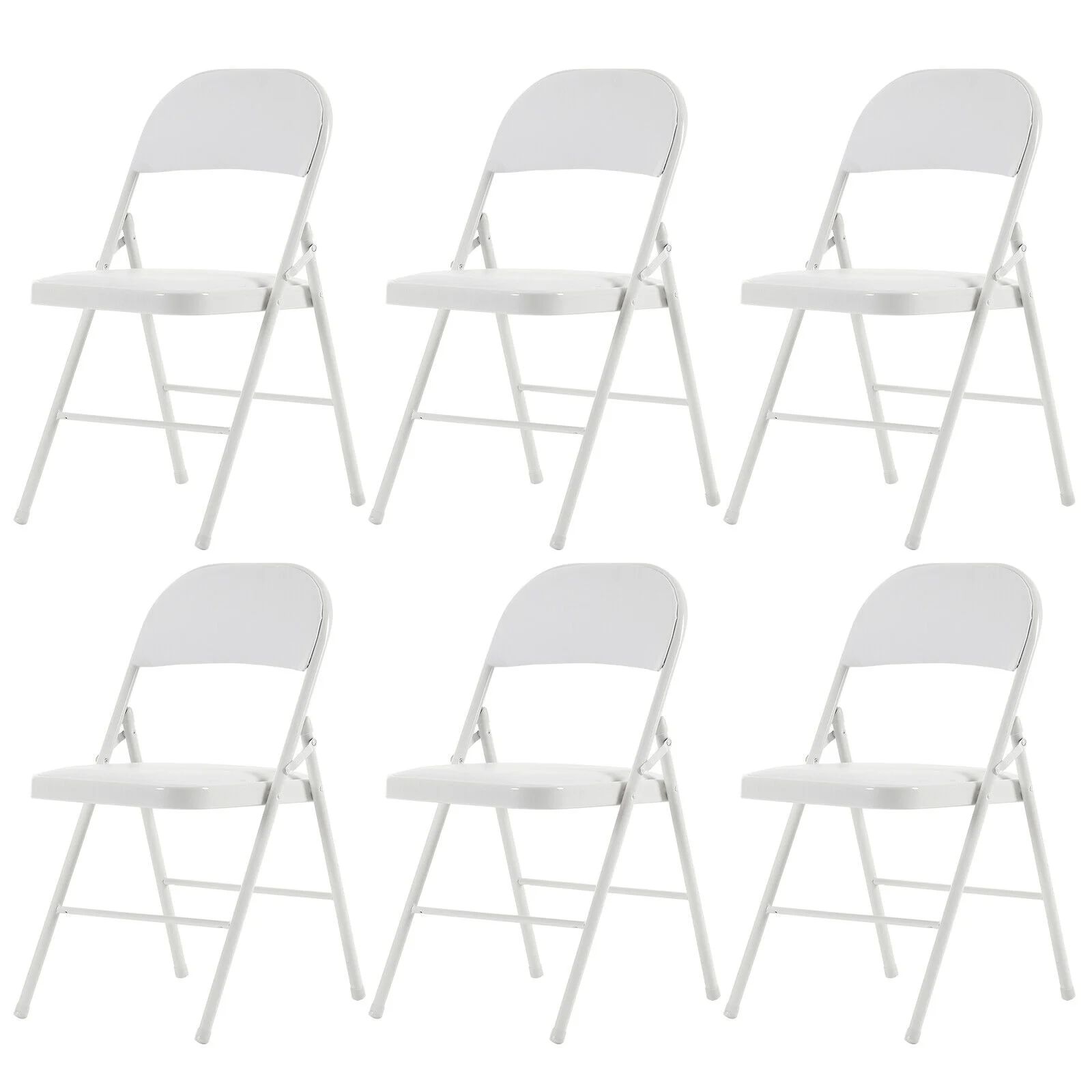 6 Pack Padded Folding Chairs Stackable Picnic Party Commercial Set Of 6 White