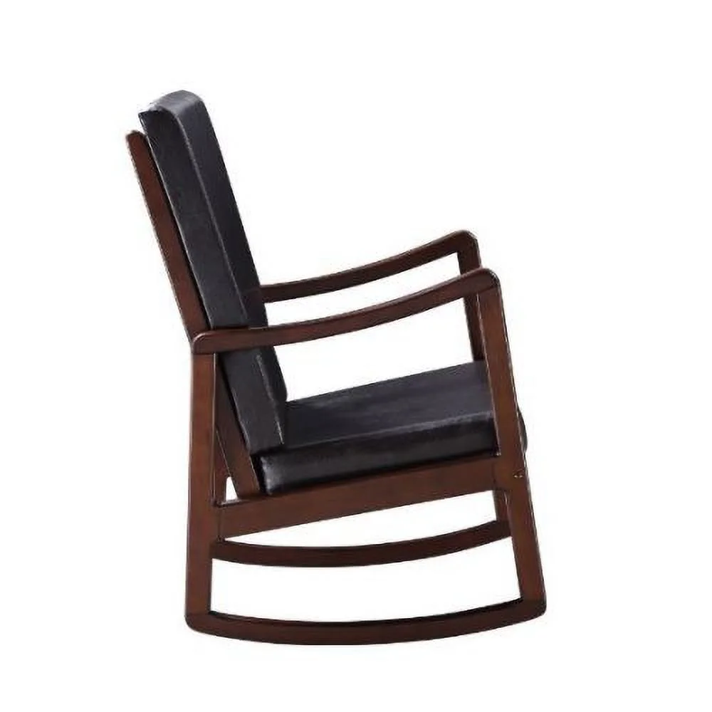 JHOOTUUO Raina Rocking Chair  Dark Brown PU & Espresso Finish 59935