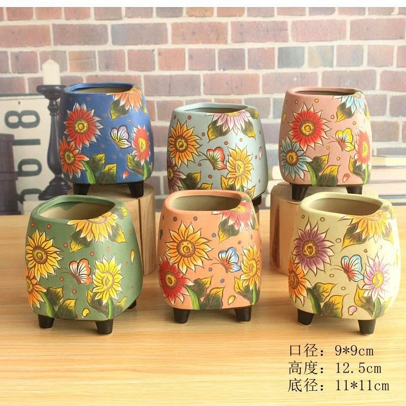 Ceramic Succulent Old Stump Planter - Hand-Painted Ceramic Planter - Succulent Pot