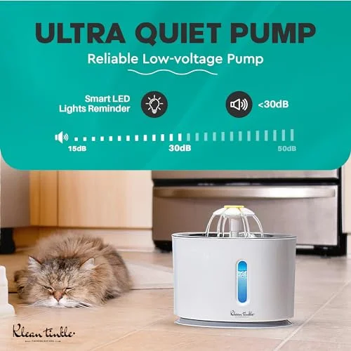 Drinking Pet Fountain - Large Capacity, with Extra 4 Filter, Silent & Safe Design & Adjustable Water Flow for Cats, Dogs Automatic Pet Drinking Fountain with 5v Pump 2.4L (80 Oz) White