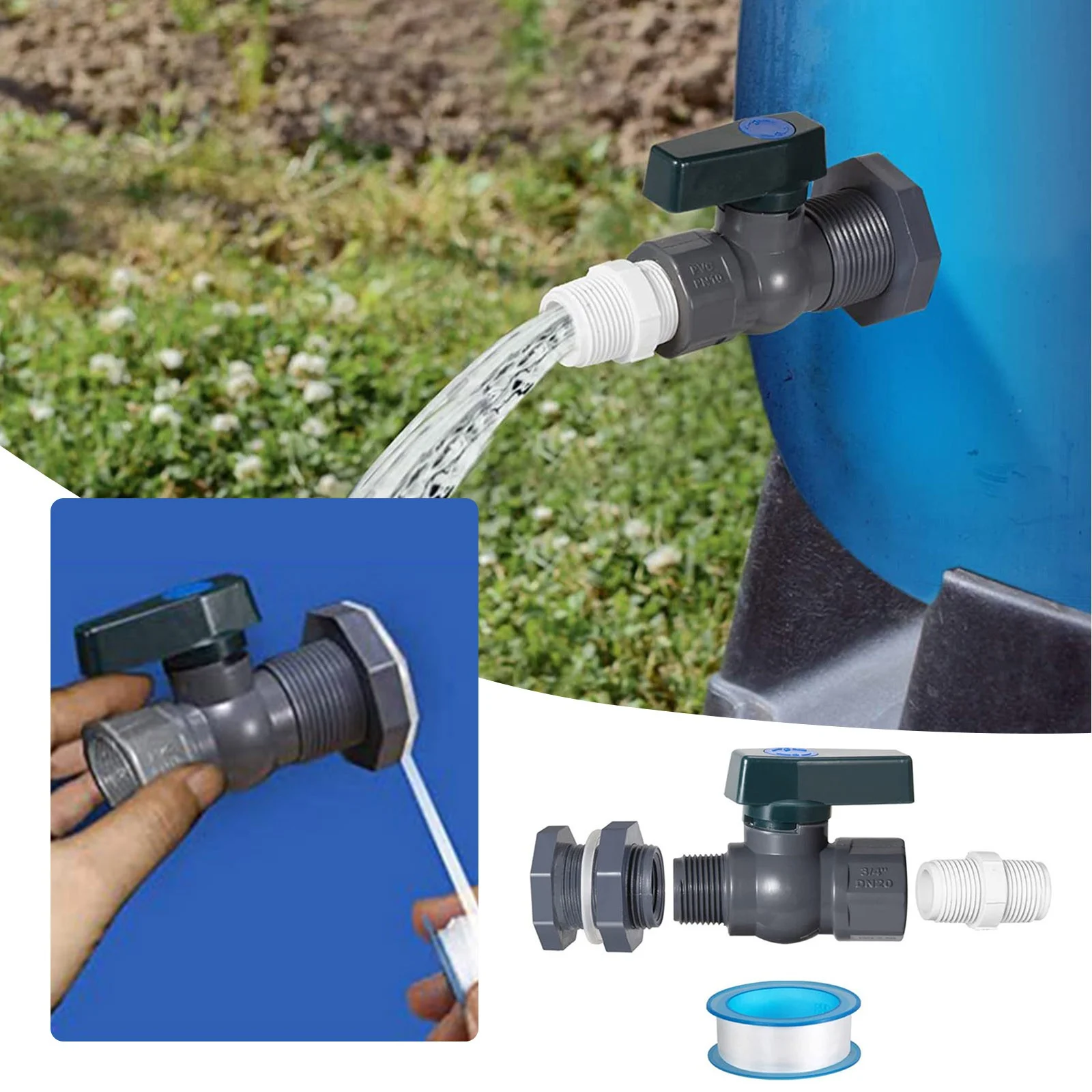 Craft Clips Quilting Rain Barrel Diverter With Bulkhead Connector Hose Faucet Adapter 3/4 Inch Birthday Gifts For Men