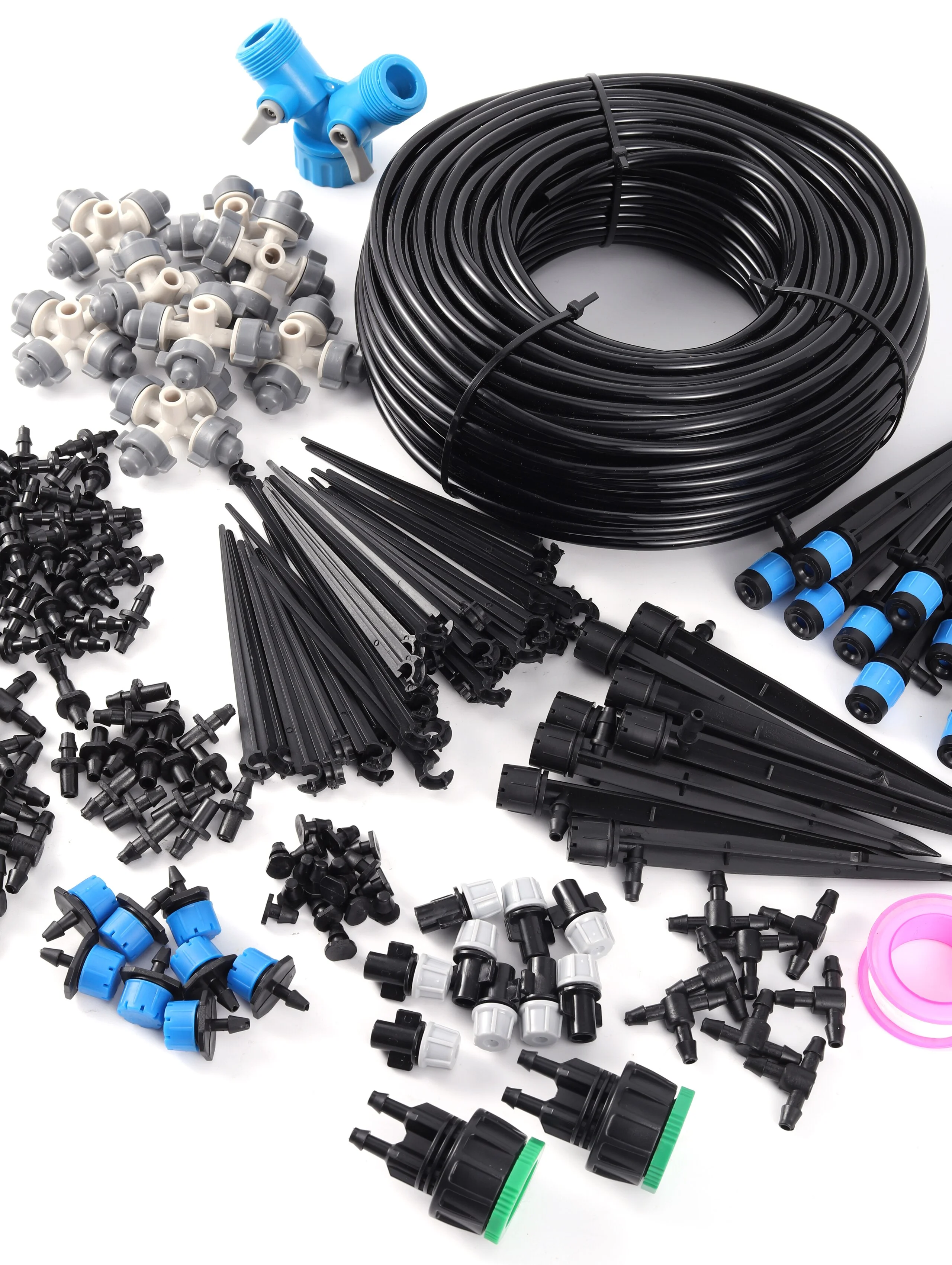 Garden Irrigation System Automatic Drip Irrigation Kit 1/4" Distribution Tubing Watering Kit Greenhouse Patio Water Equipment